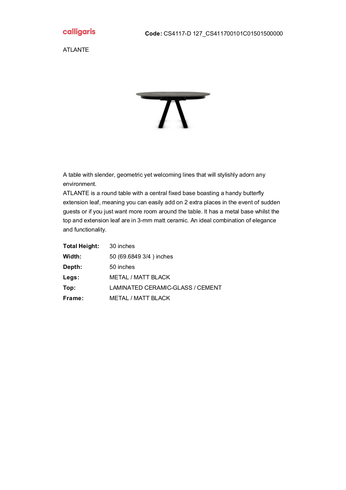 Calligaris GN10056 Specifications - ManualMachine.com