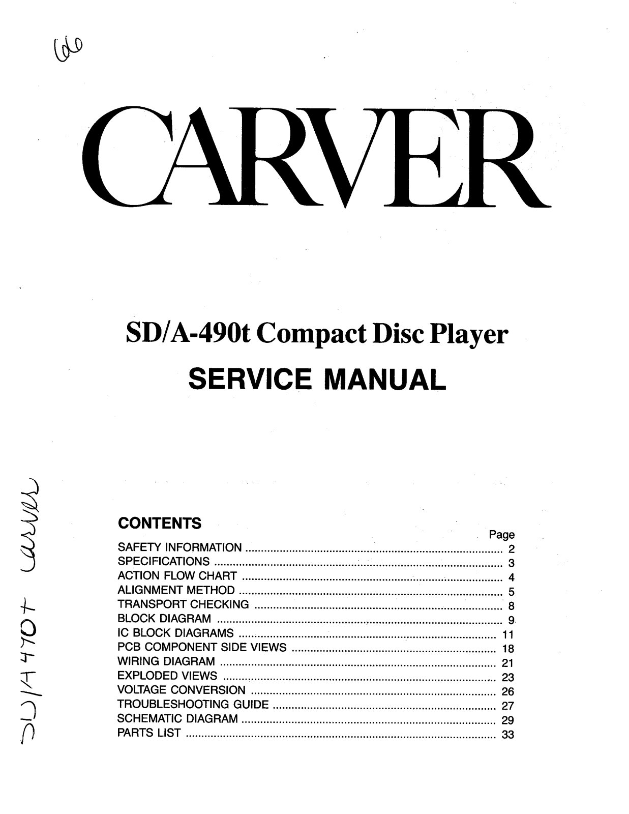 Carver SDA-490-T Service manual