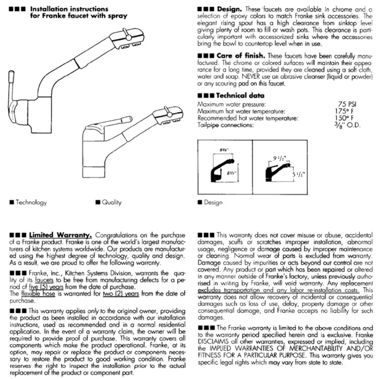 Franke Foodservice FF 300 Installation  Manual