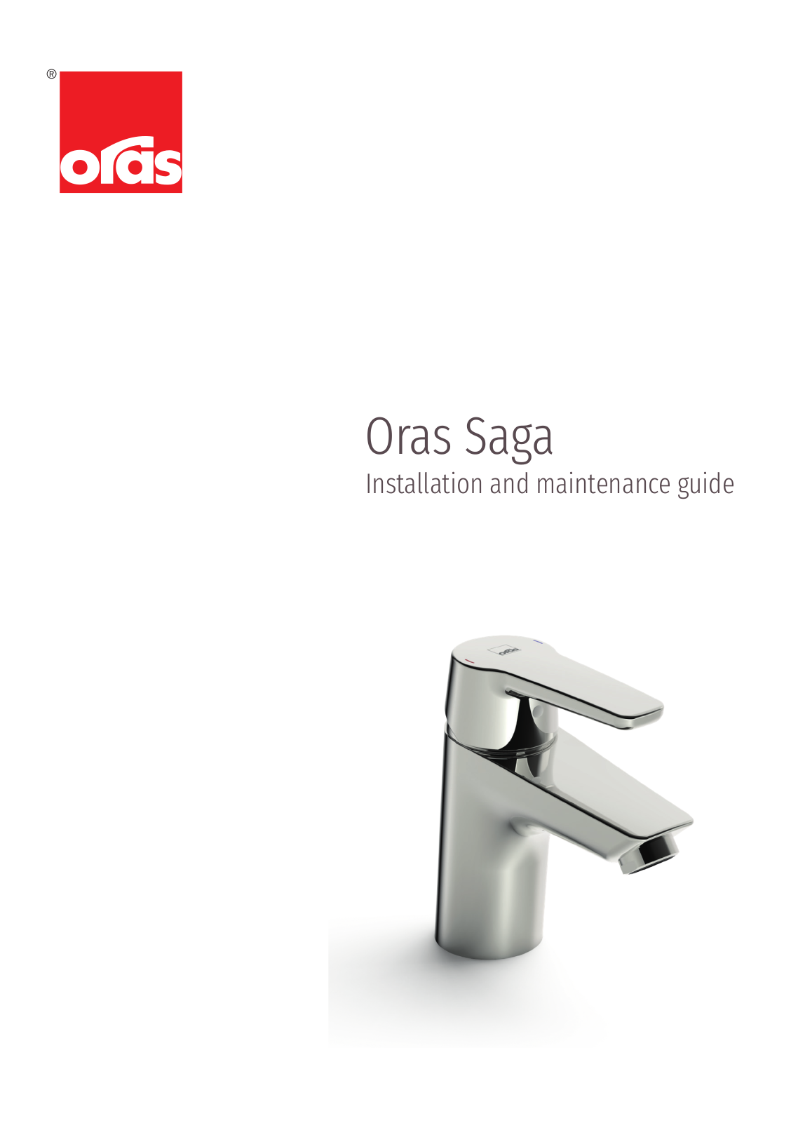 Oras Saga 3910, Saga 3910F, Saga 3910FK, Saga 3911F, Saga 3904 Installation and maintenance guide