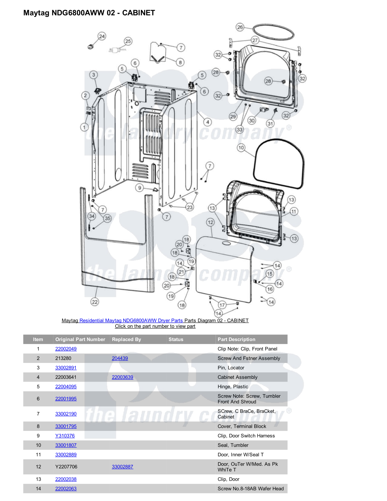 Maytag NDG6800AWW Parts Diagram