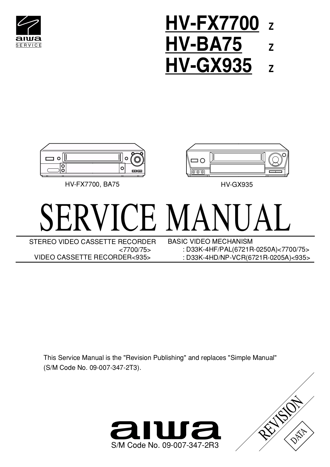 Aiwa HV-FX7700 Service Manual