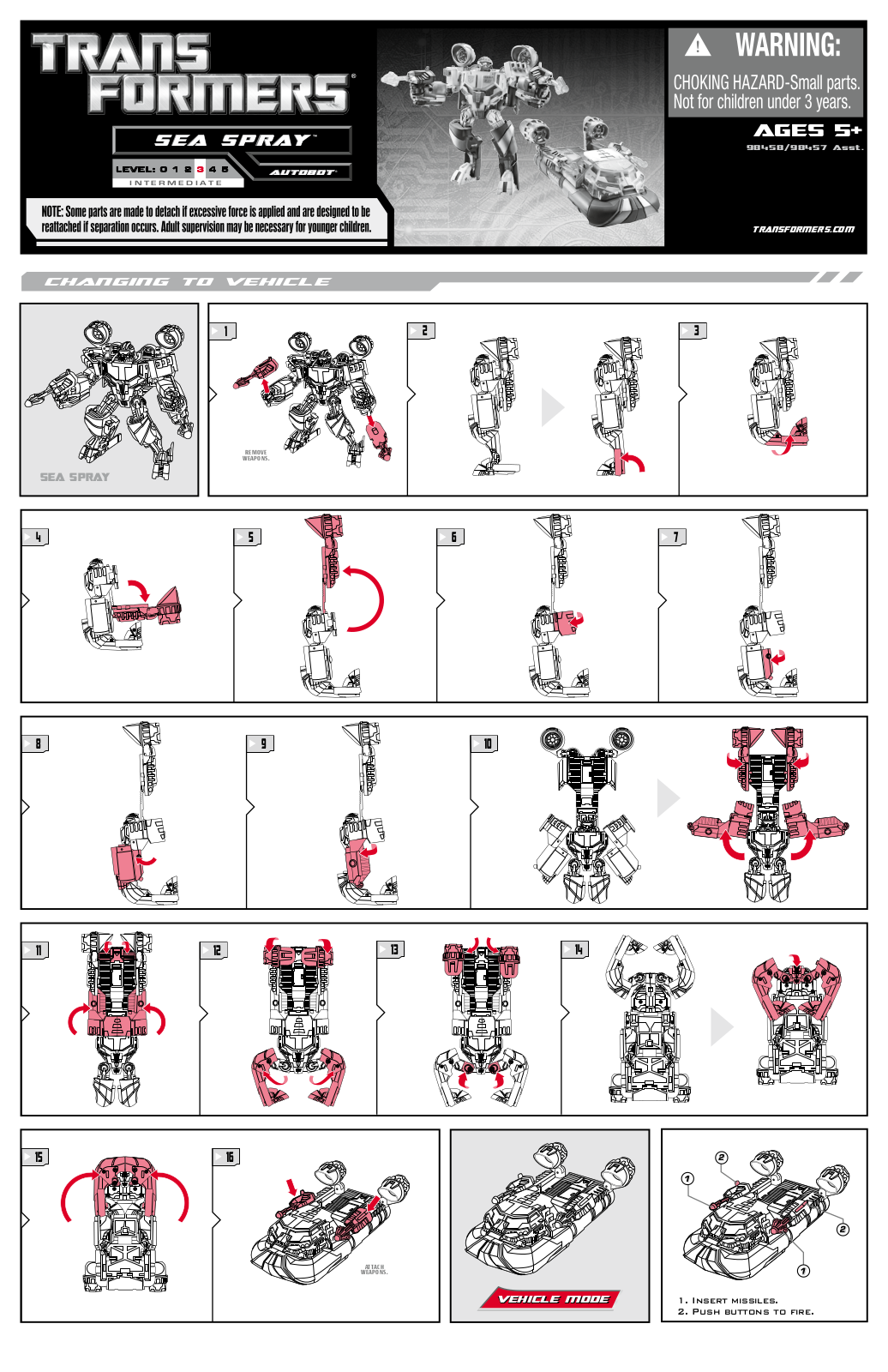 HASBRO tRANSFORMERS sEA sPRAY User Manual