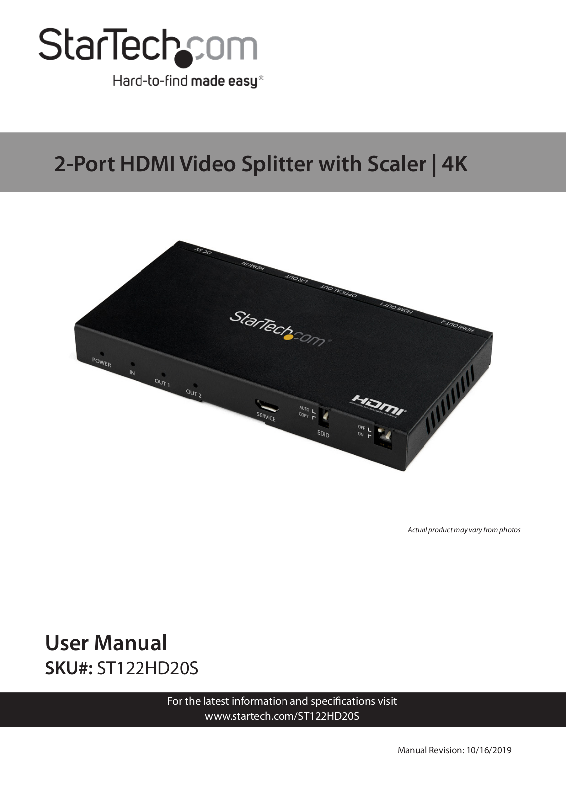 Startech ST122HD20S User Manual