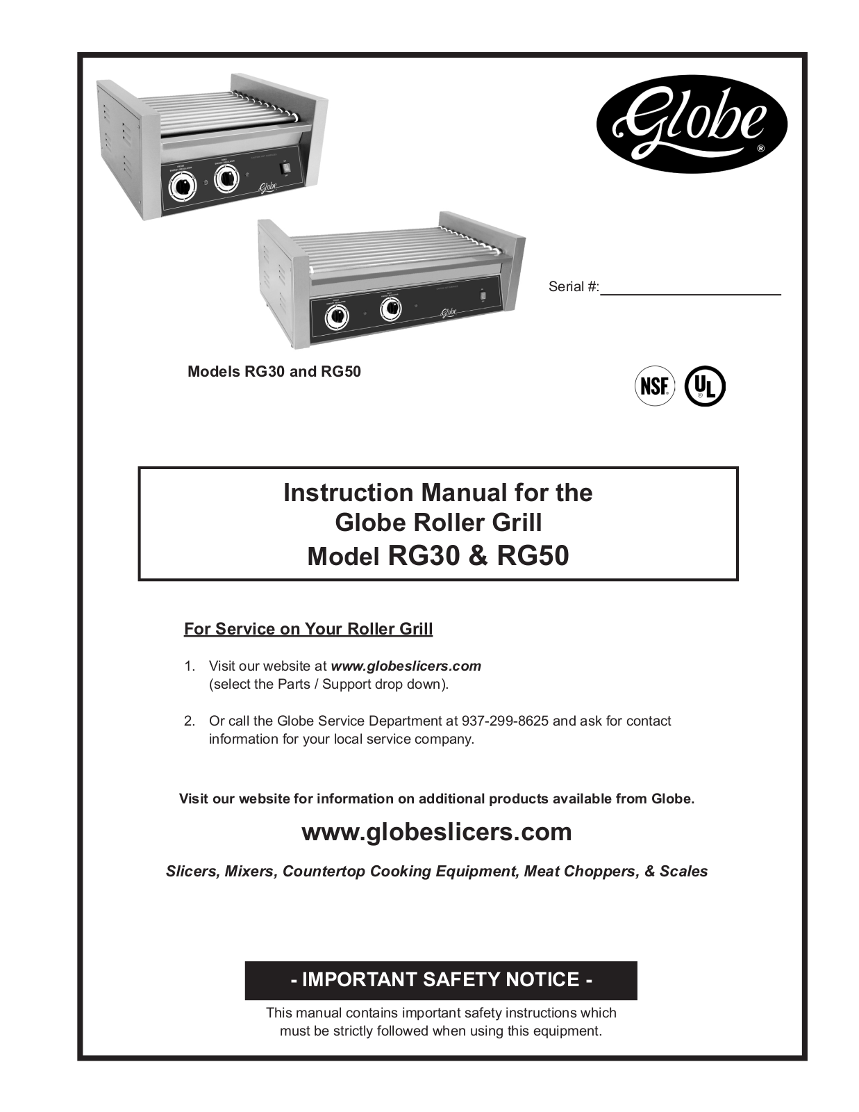 Globe RG50 Installation  Manual