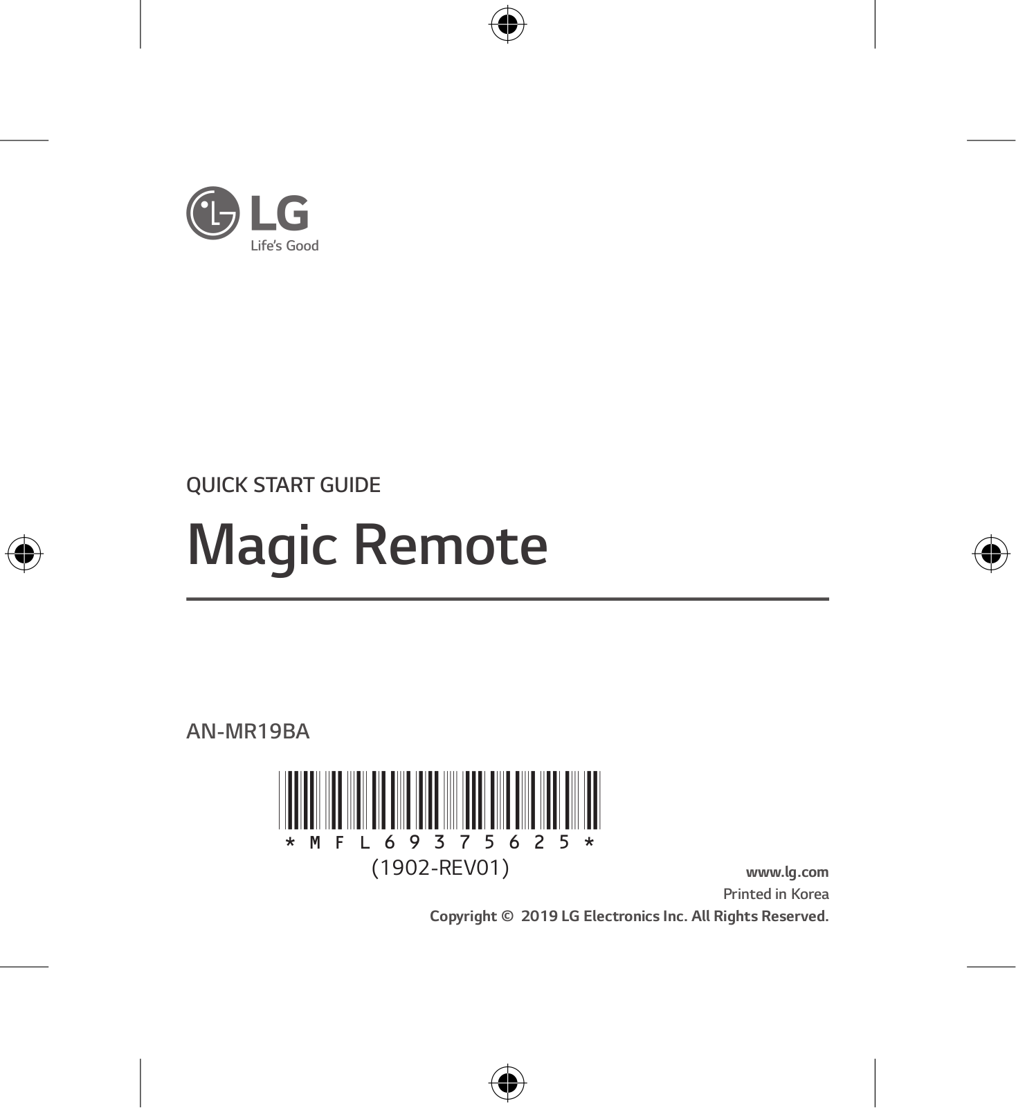 LG AN-MR19BA Quick Setup Guide