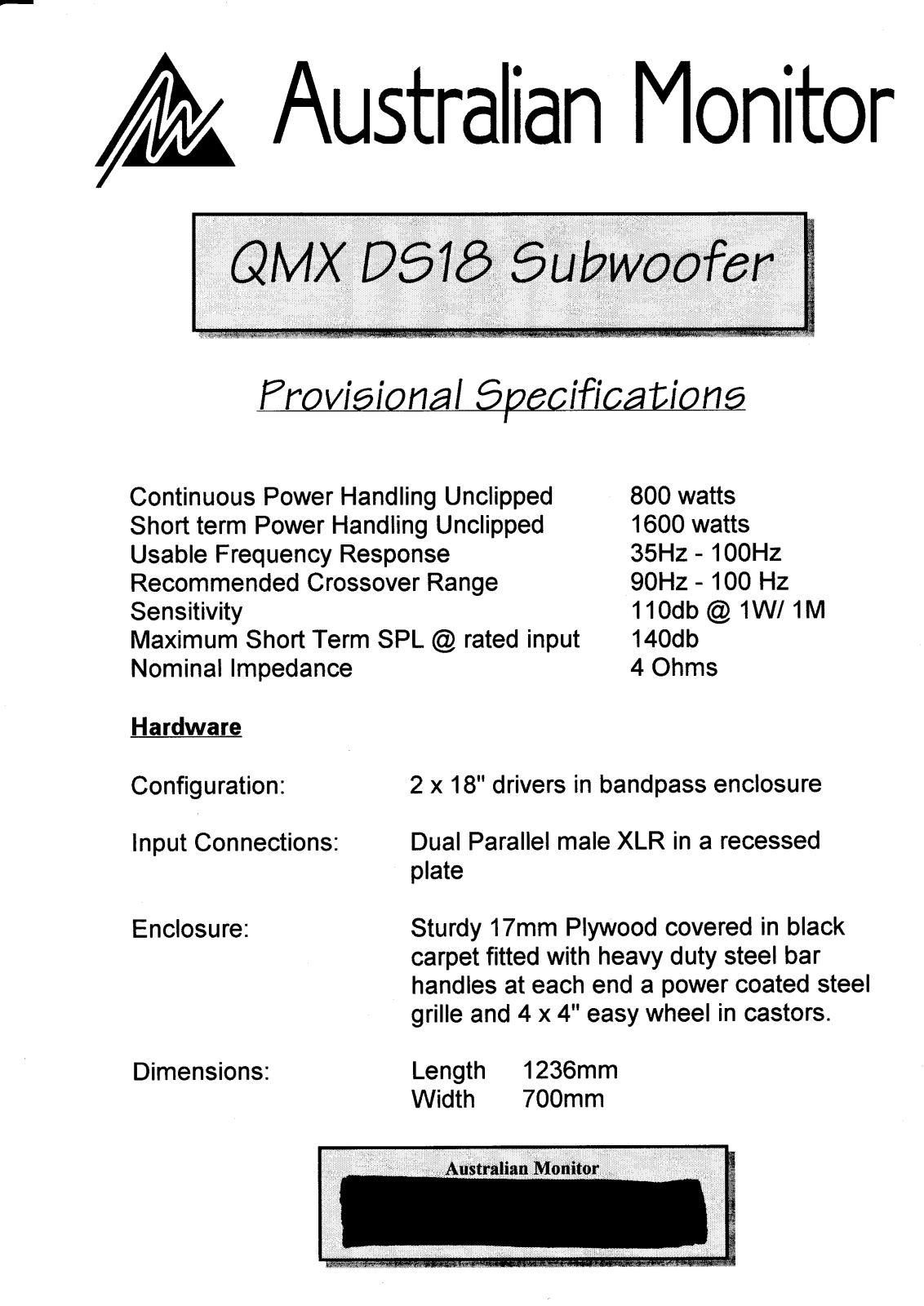 Australian monitor QMX DS18 BROCHURE