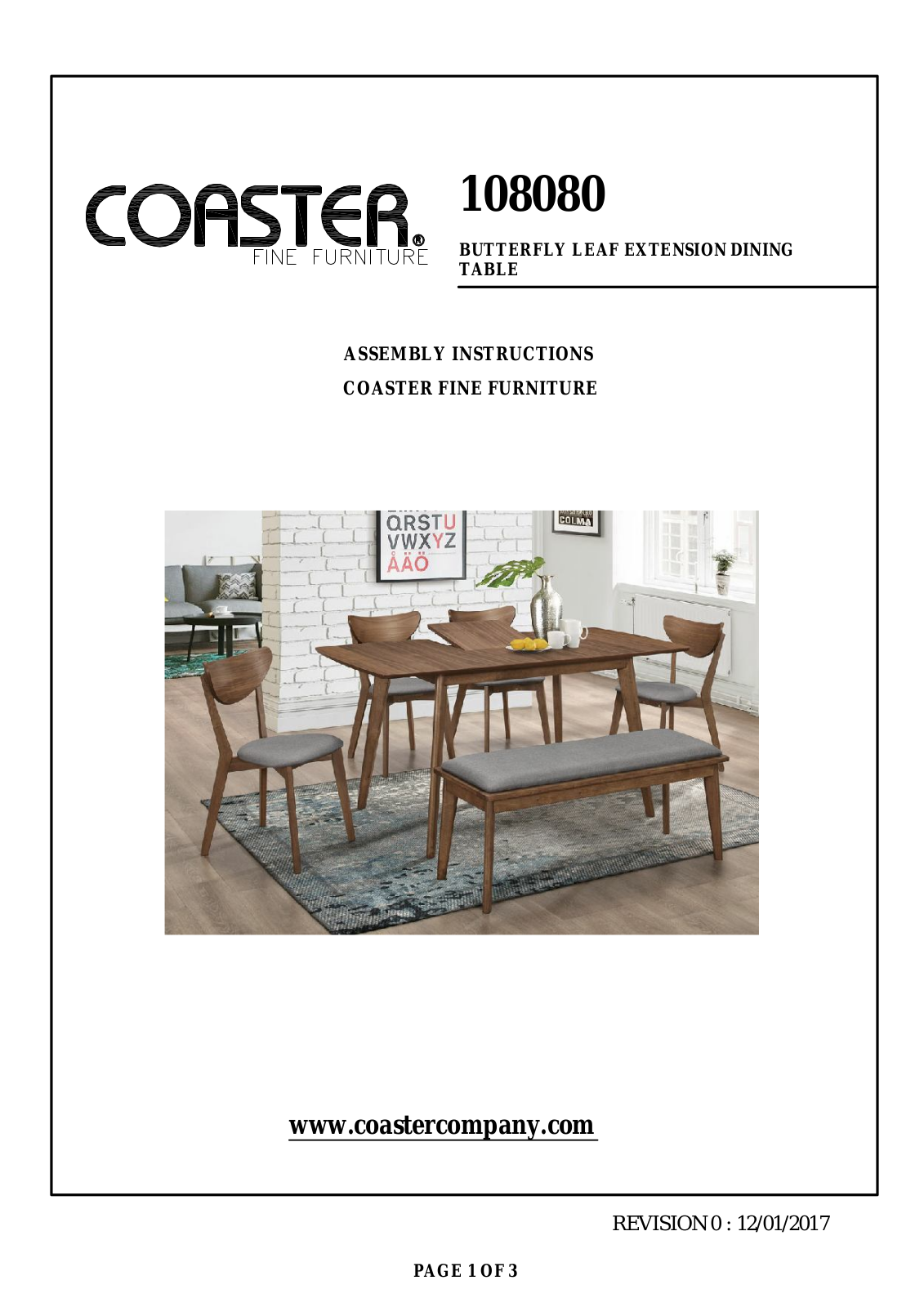 Coaster 108080 Assembly Guide