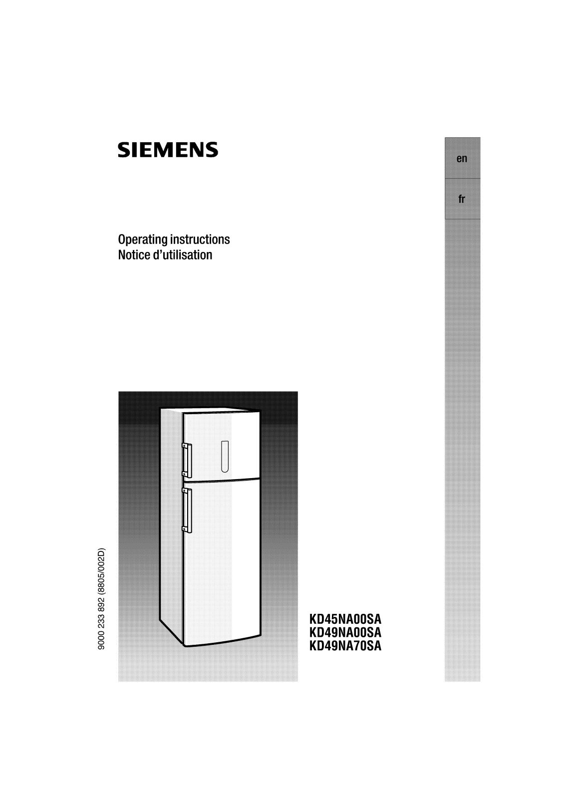 Siemens KD49NA00SA, KD49NA70SA, KD45NA00SA Manual