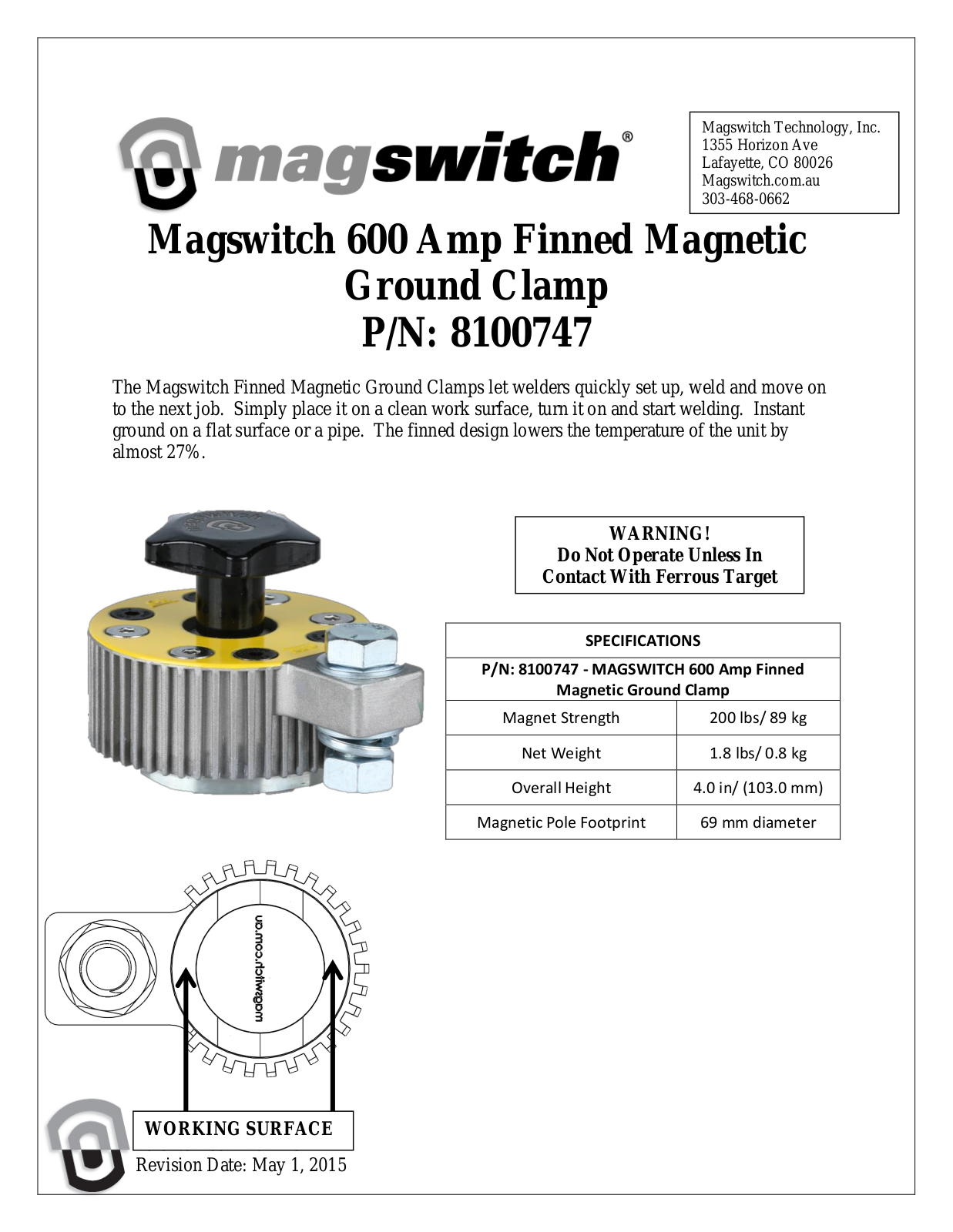 Magswitch 8100747, 600 User guide - ManualMachine.com
