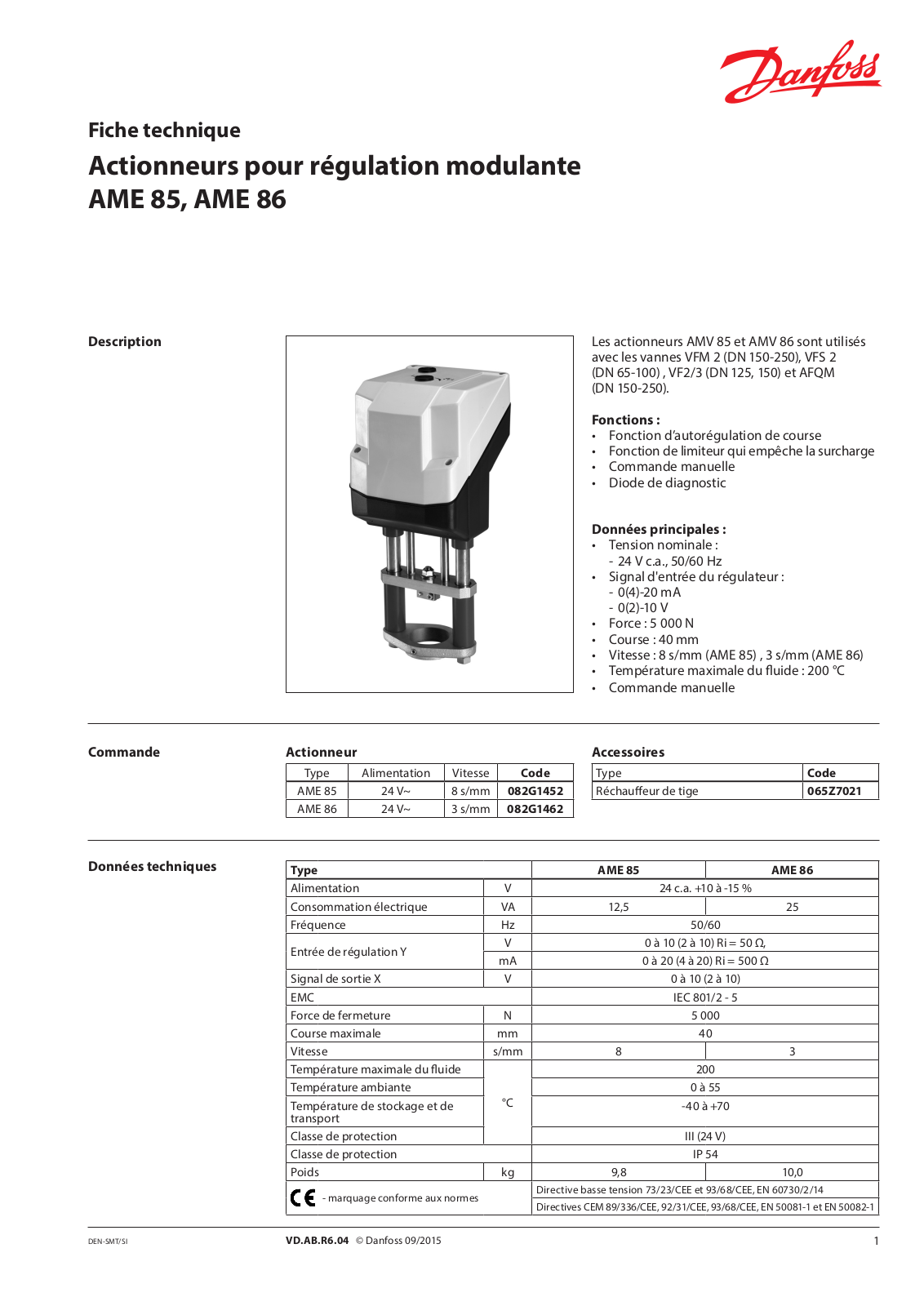 Danfoss AME 85, AME 86 Data sheet