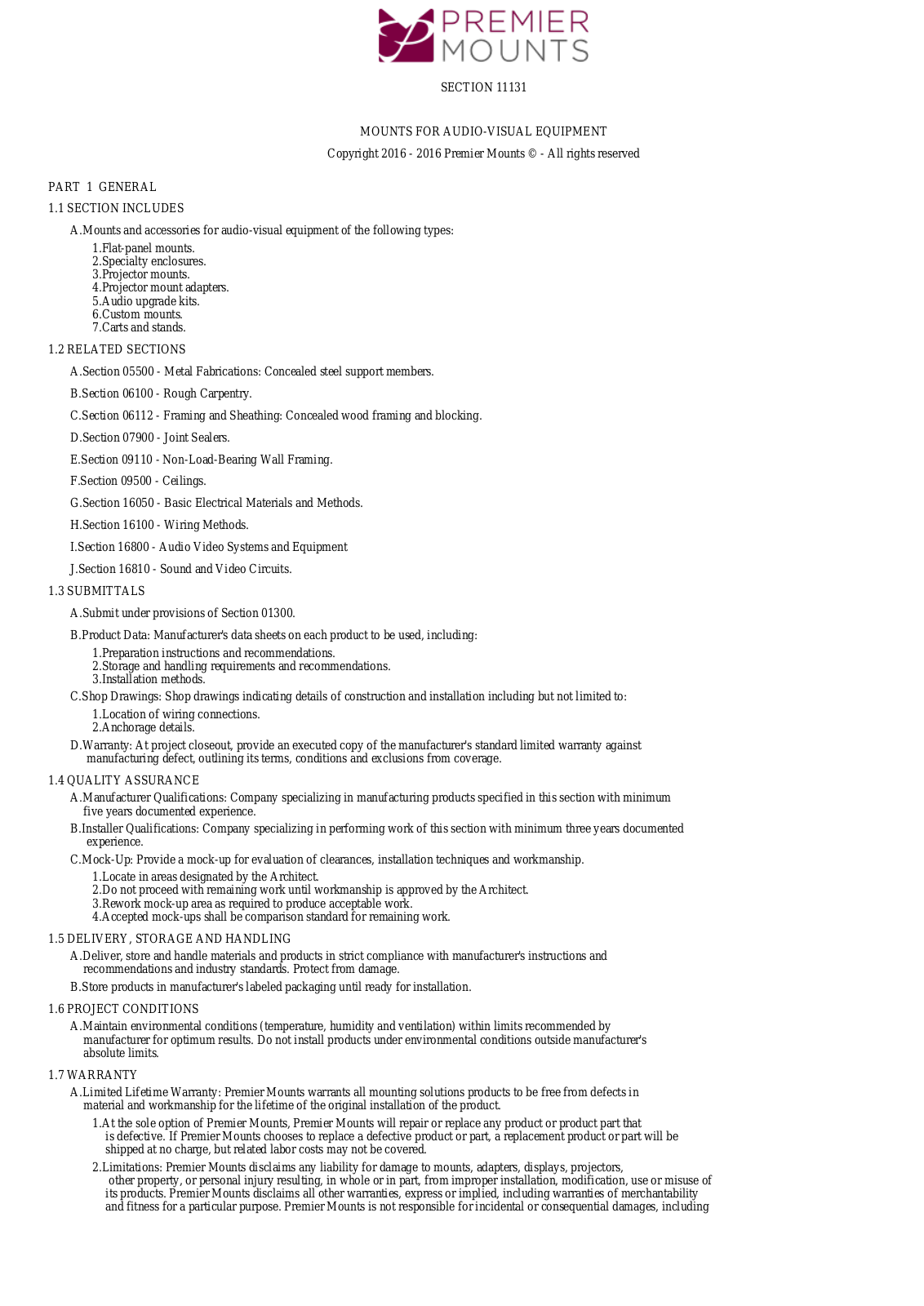 Premier Mounts EBC60-RTM User Manual