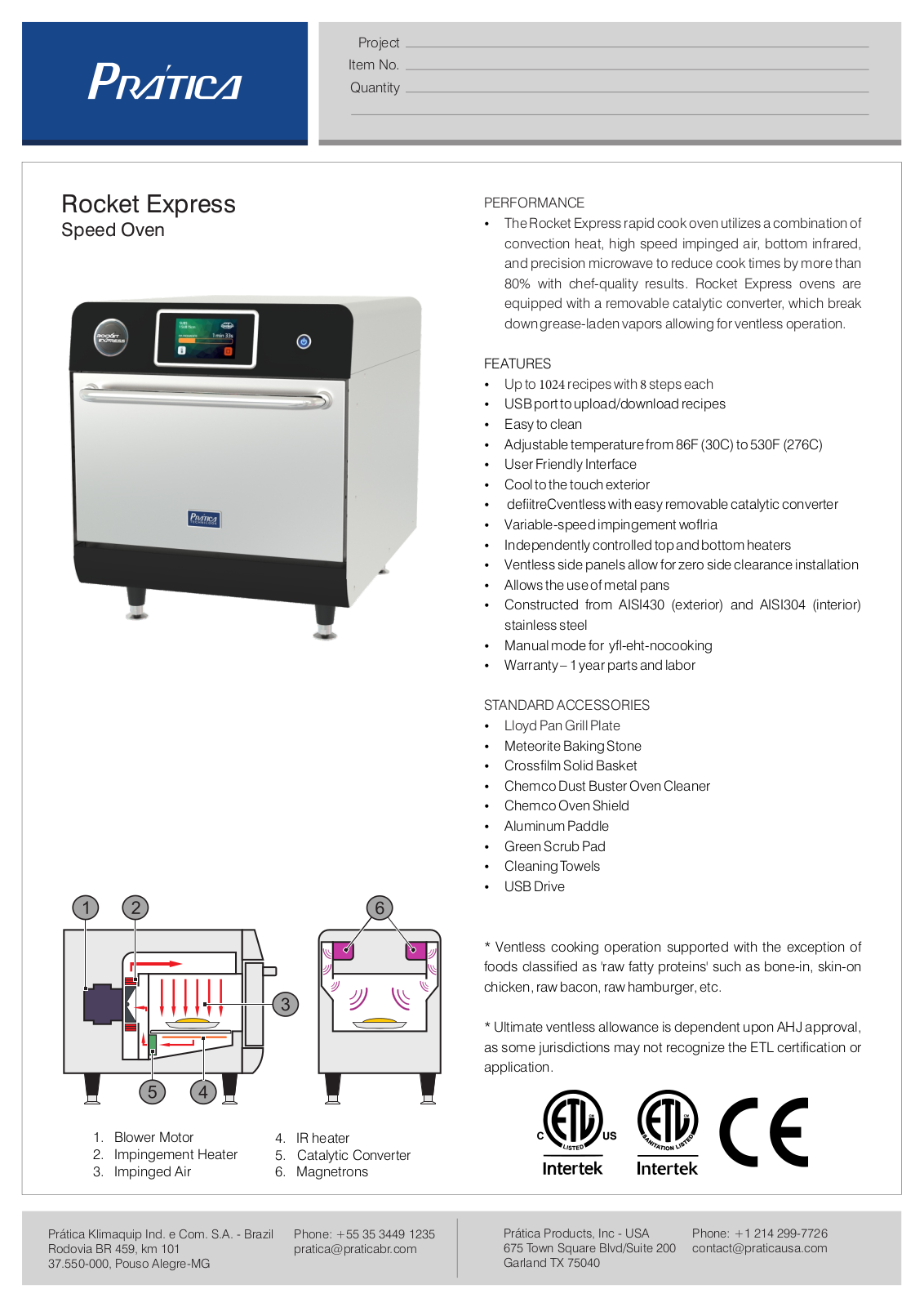 Pratica ROCKETEXPRESS Specifications