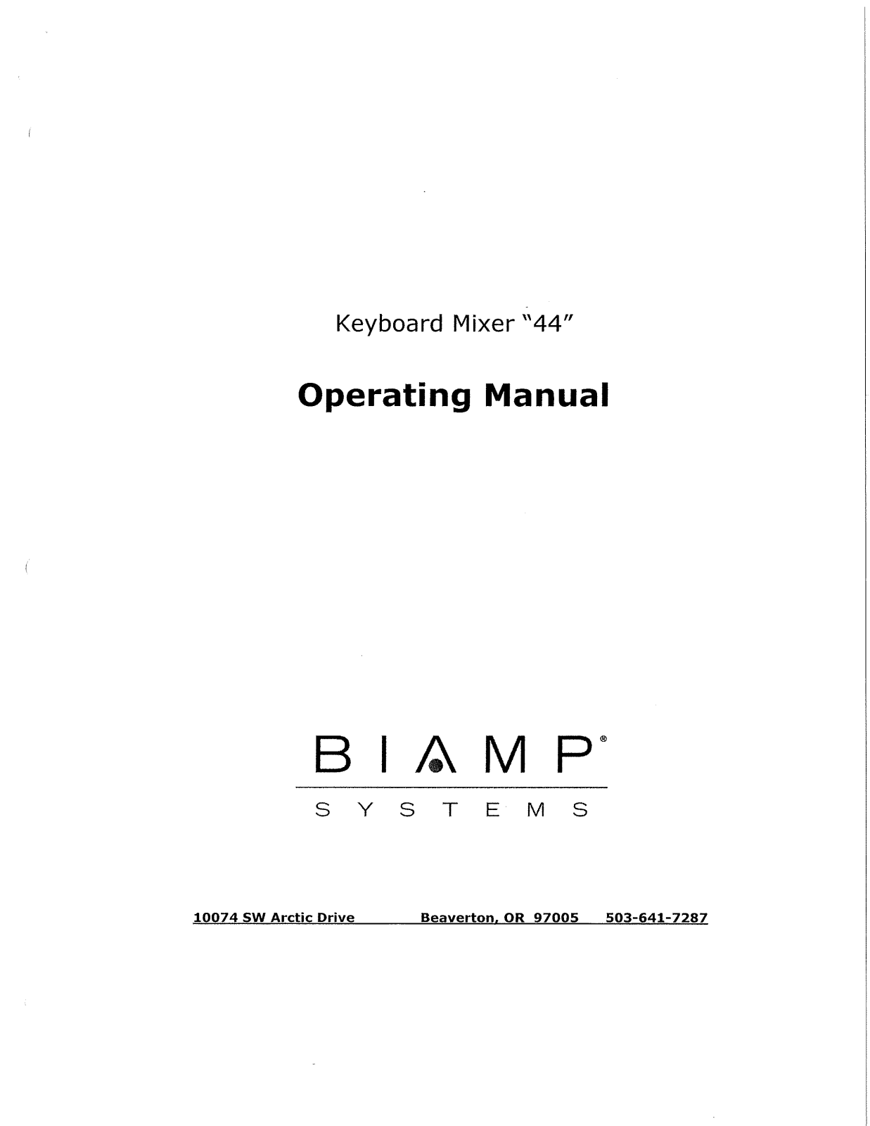 Biamp 44 User Manual