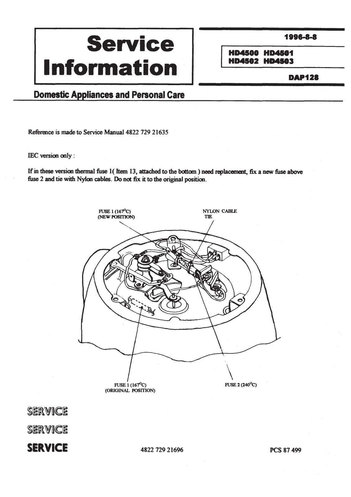 Philips HD 4503, HD 4501, HD 4502, HD 4500 Service Manual