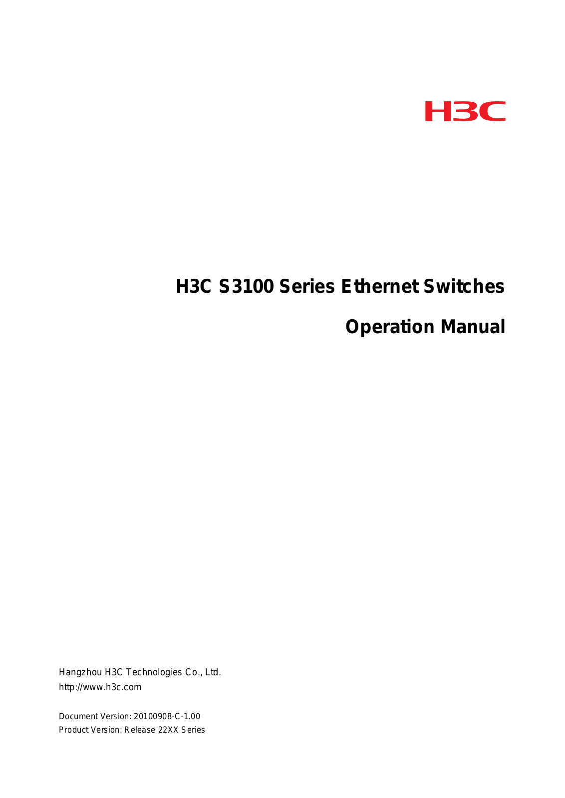 H3C S3100 User Manual