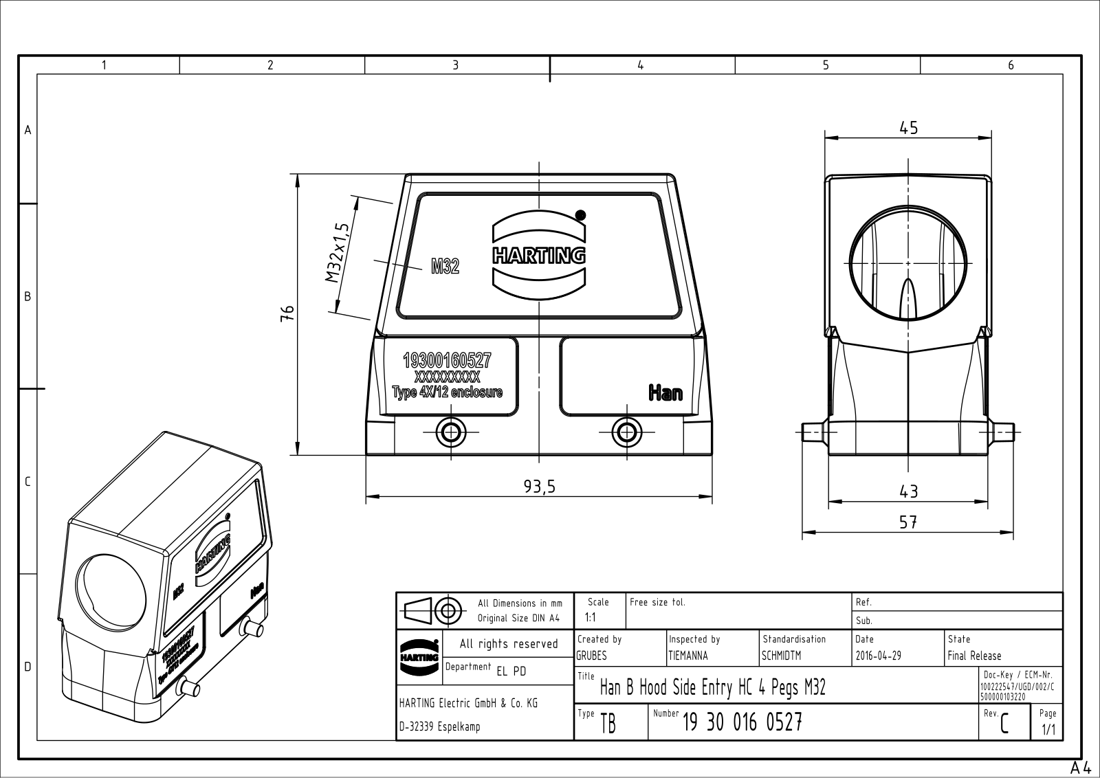 HARTING 19300160527 Datasheet