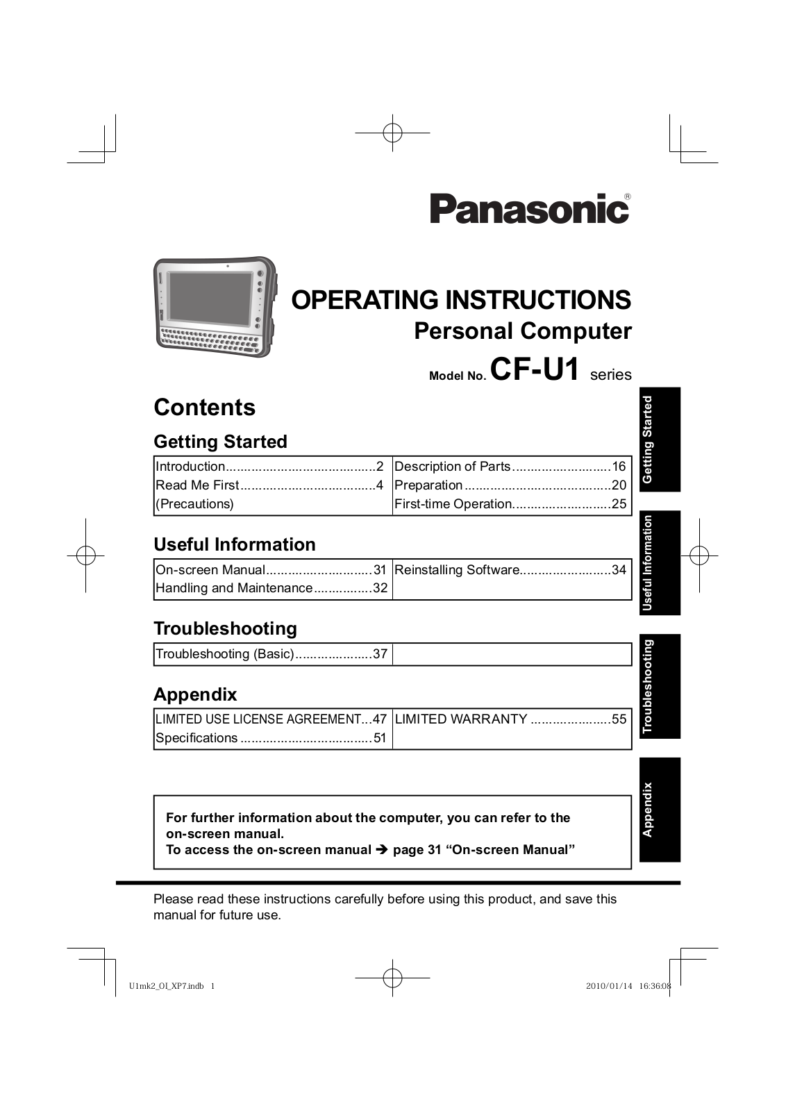 Panasonic CF-U1GQGTG2M User Manual