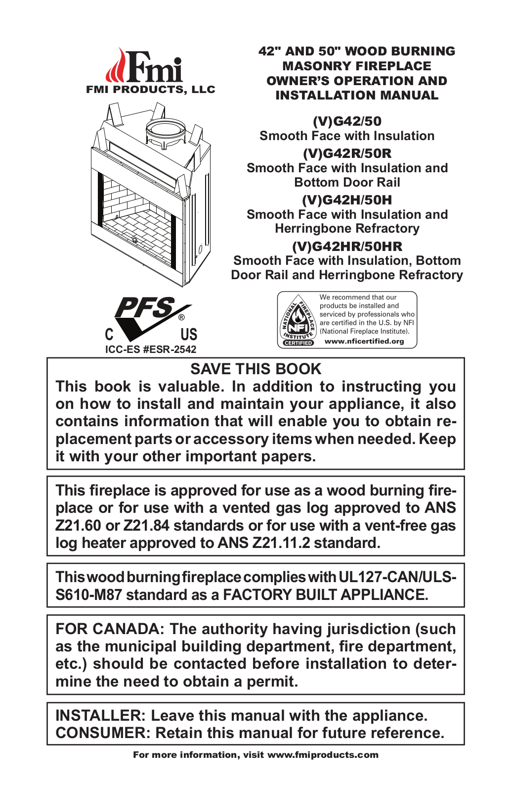 FMI VG42H-50H, VG42R-50R, VG42HR-50HR, VG42-50 User Manual