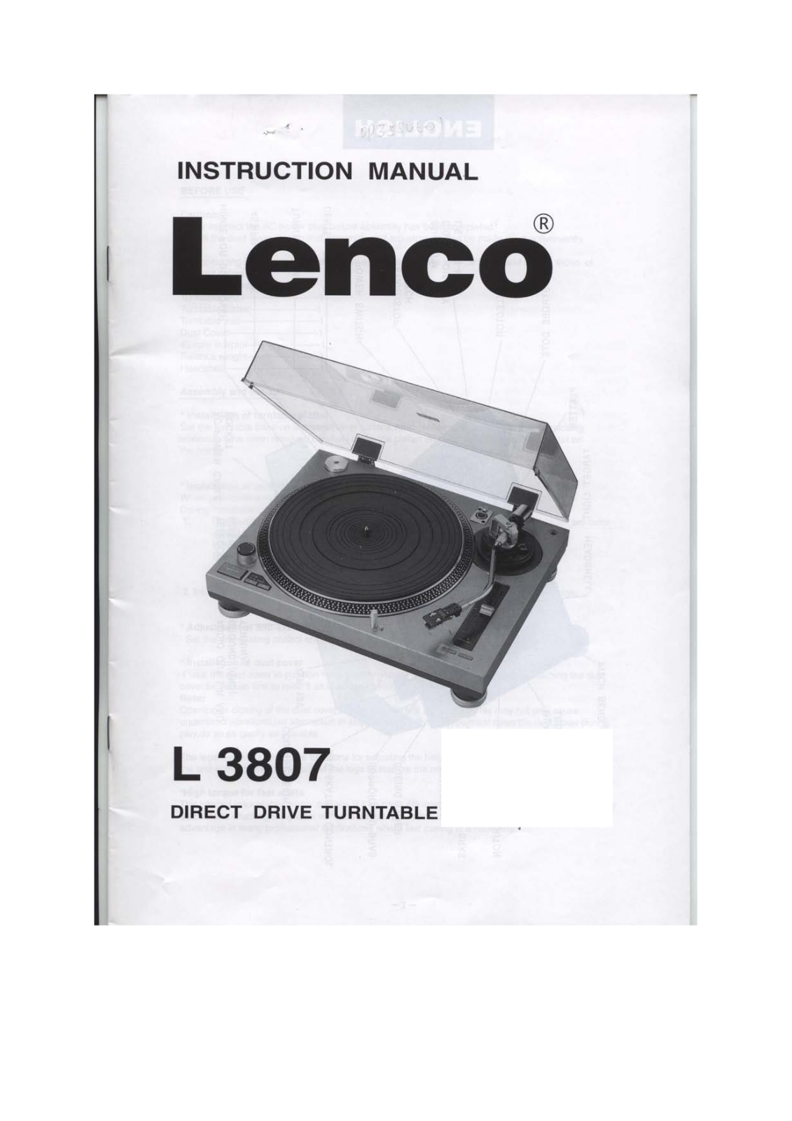 Lenco L 3807 Professional User manual