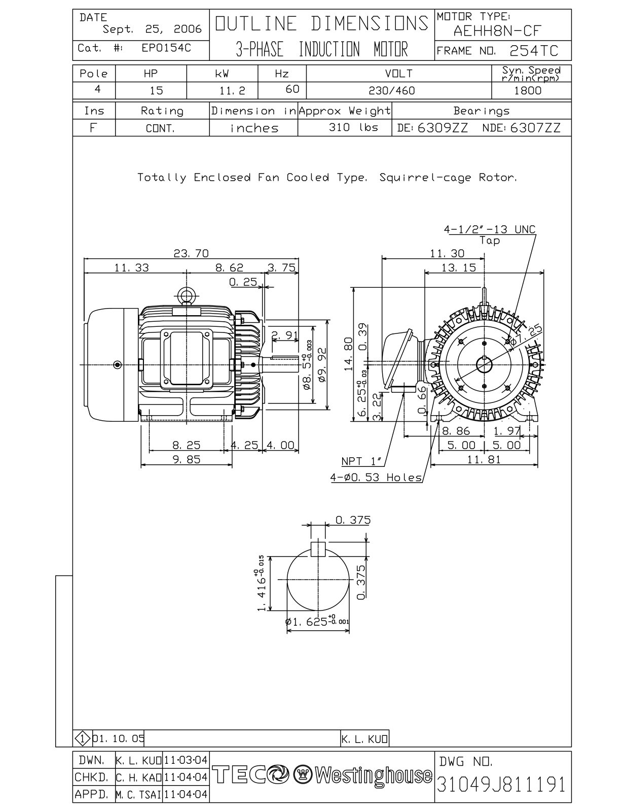 Teco EP0154C Reference Drawing