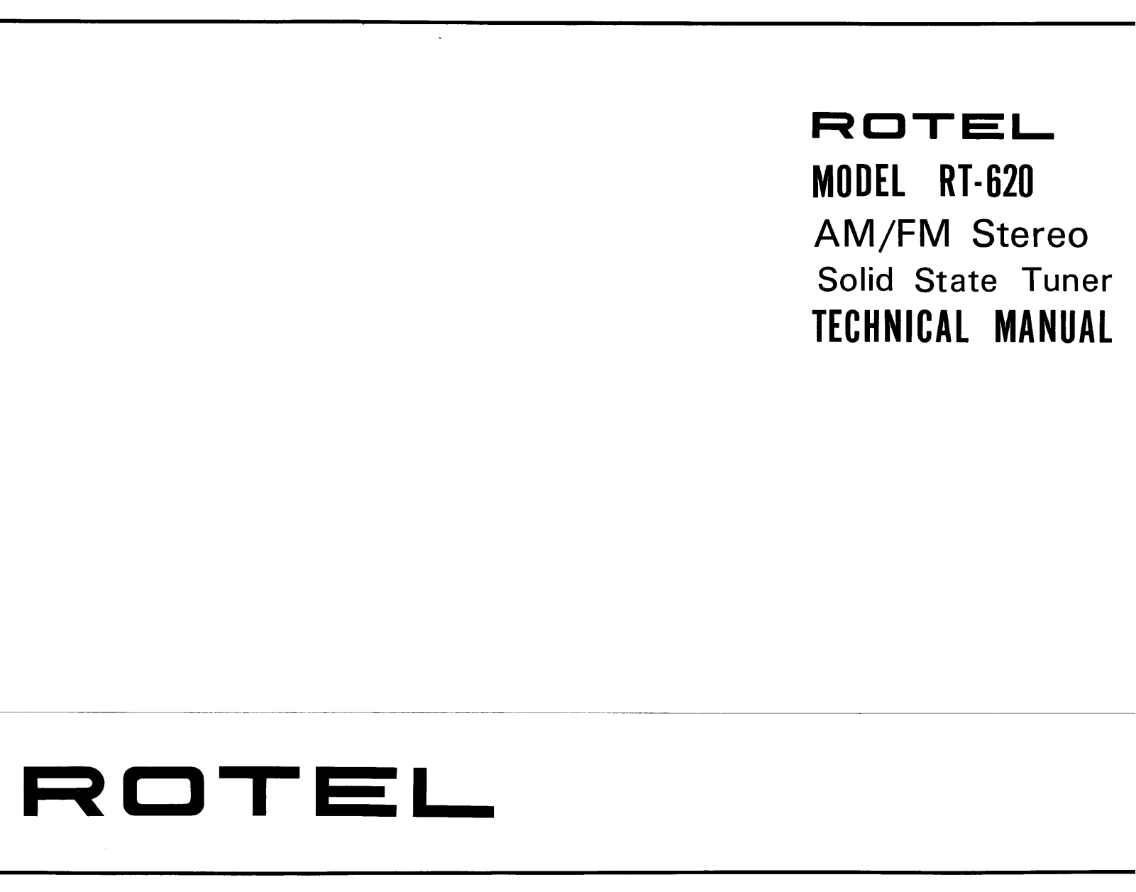 Rotel RT-620 Service manual