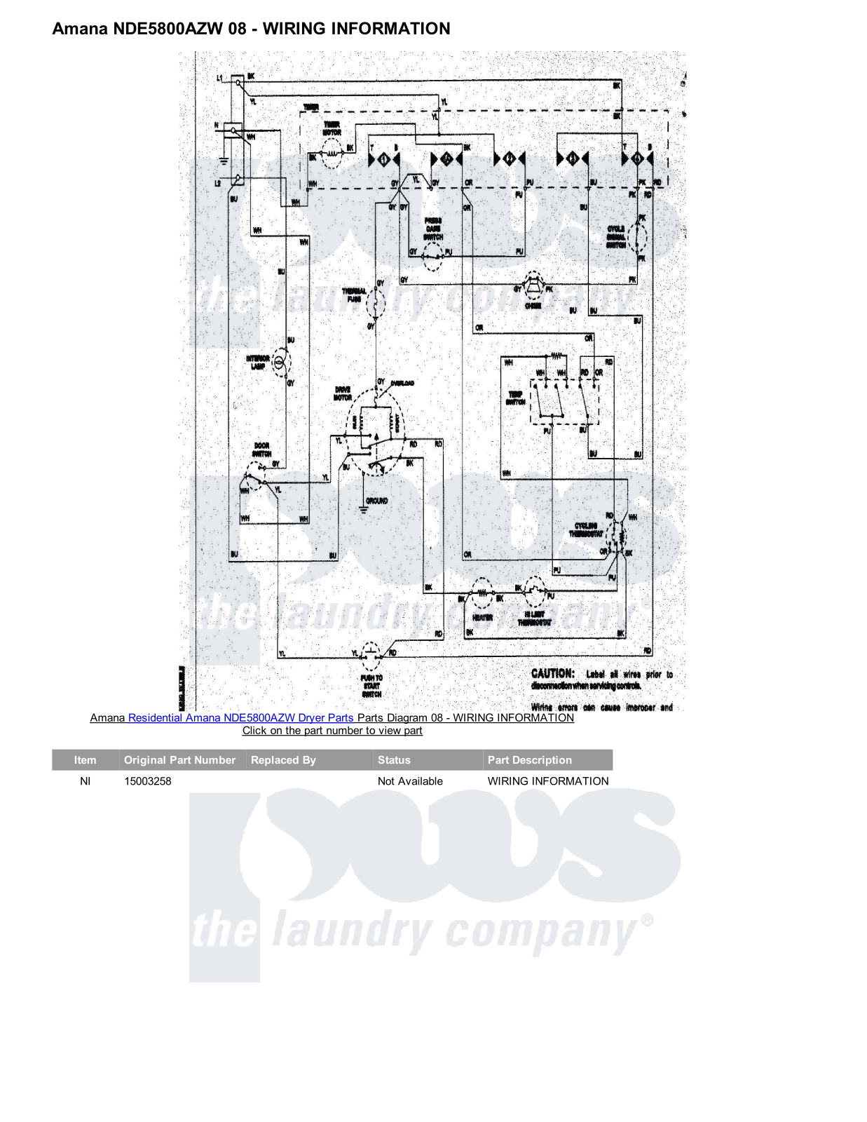 Amana NDE5800AZW Parts Diagram