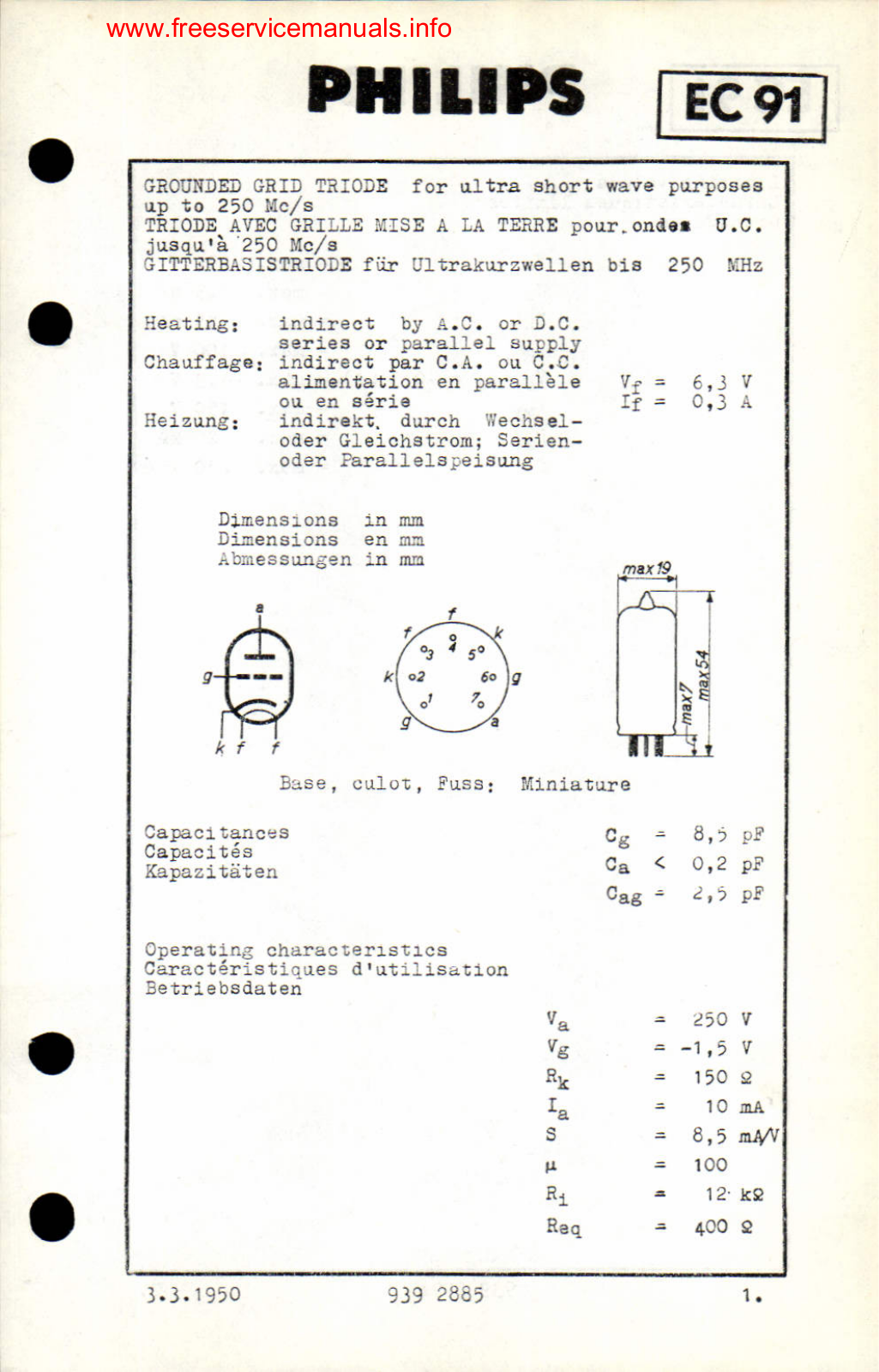 Philips ec91 DATASHEETS