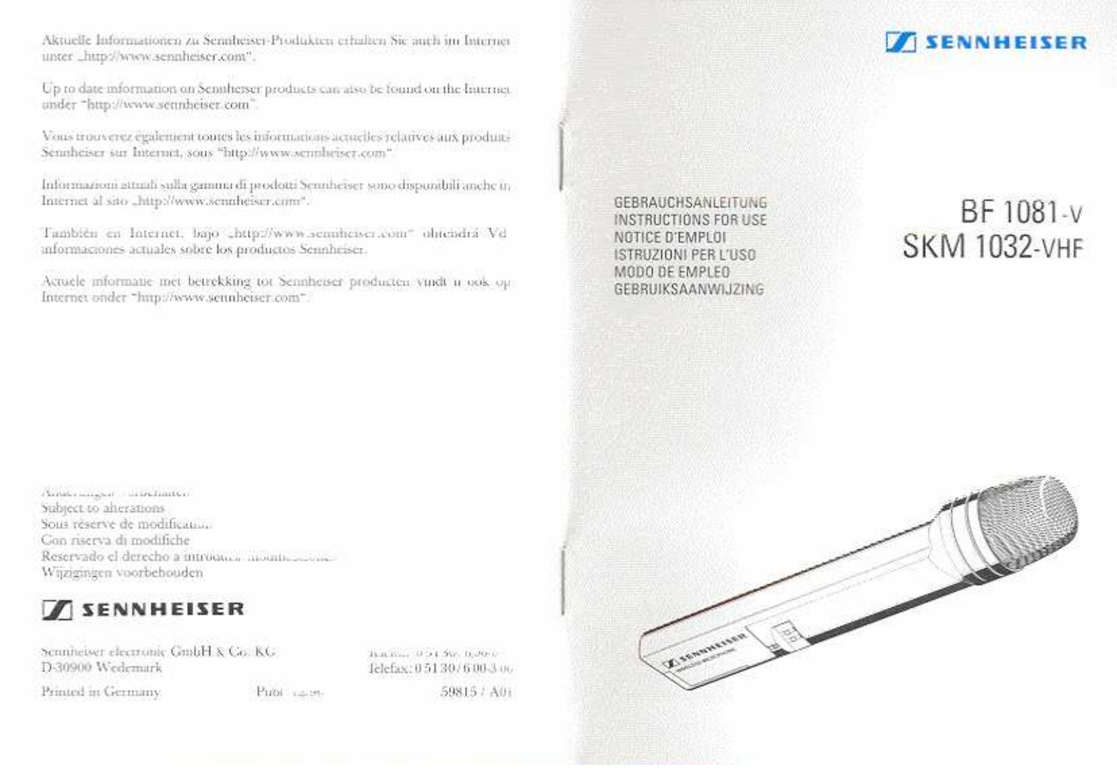 Sennheiser BF 1081 V Instruction Manual