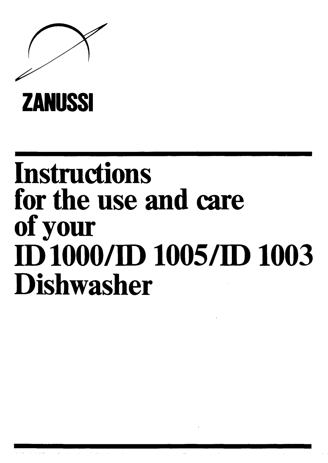 Zanussi ID1003, ID1000, ID1005 User Manual