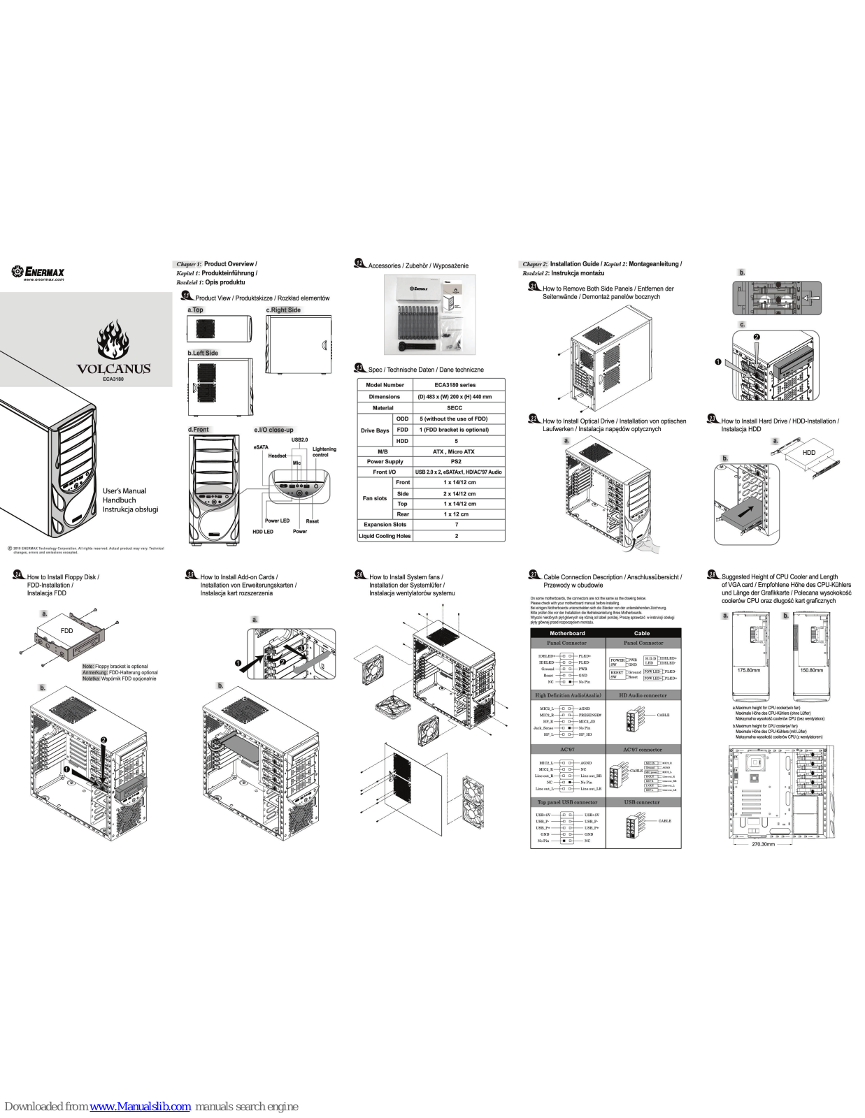 ENERMAX VOLCANUS, VOLCANUS ECA3180 User Manual