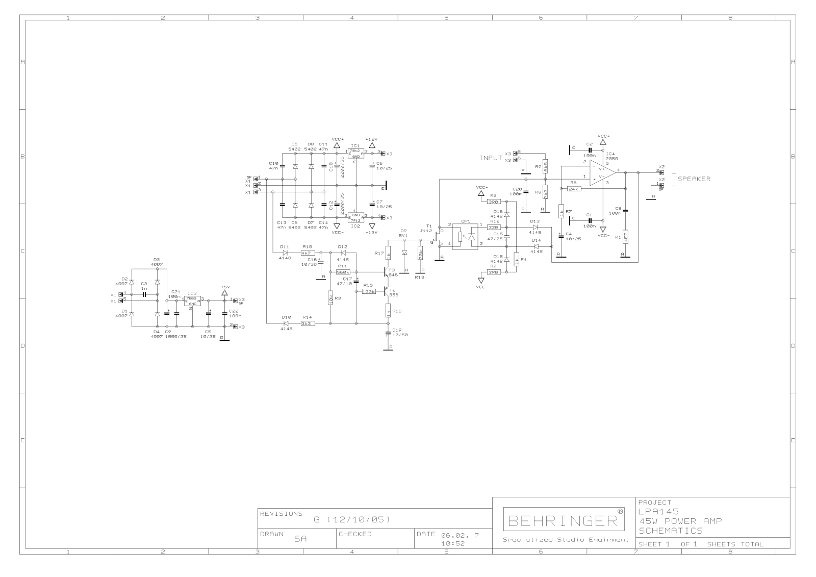 BEHRINGER LPA145 Diagram