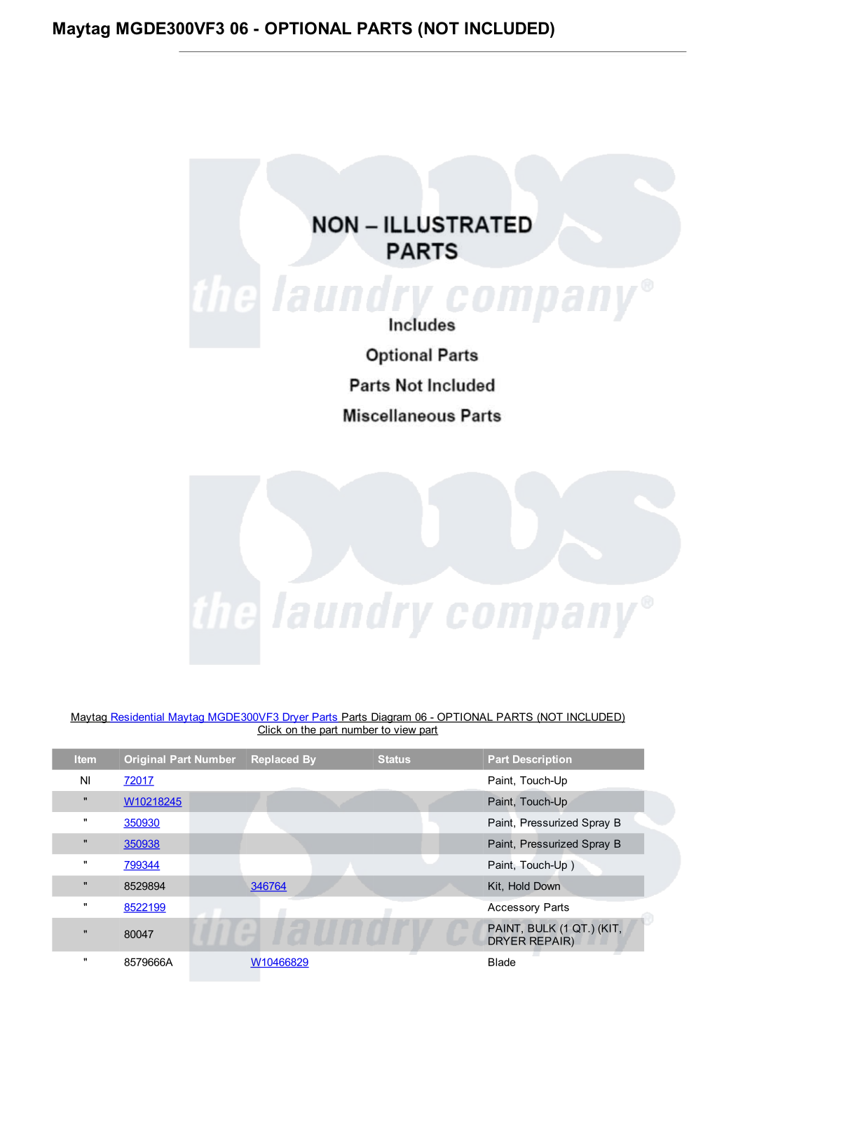 Maytag MGDE300VF3 Parts Diagram