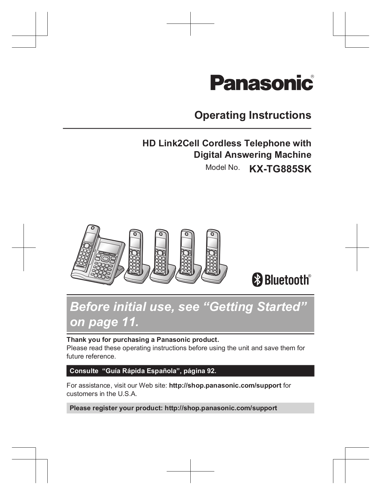 Panasonic kx-tg885sk Operation Manual