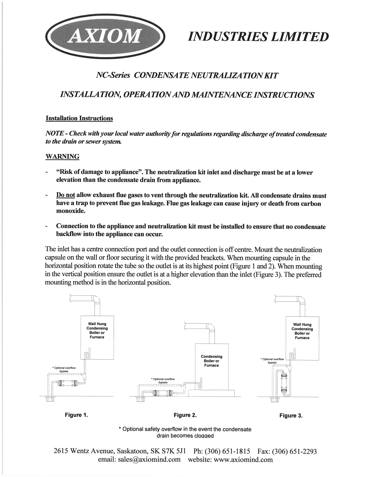 Axiom Industries NC-1 Installation Manual