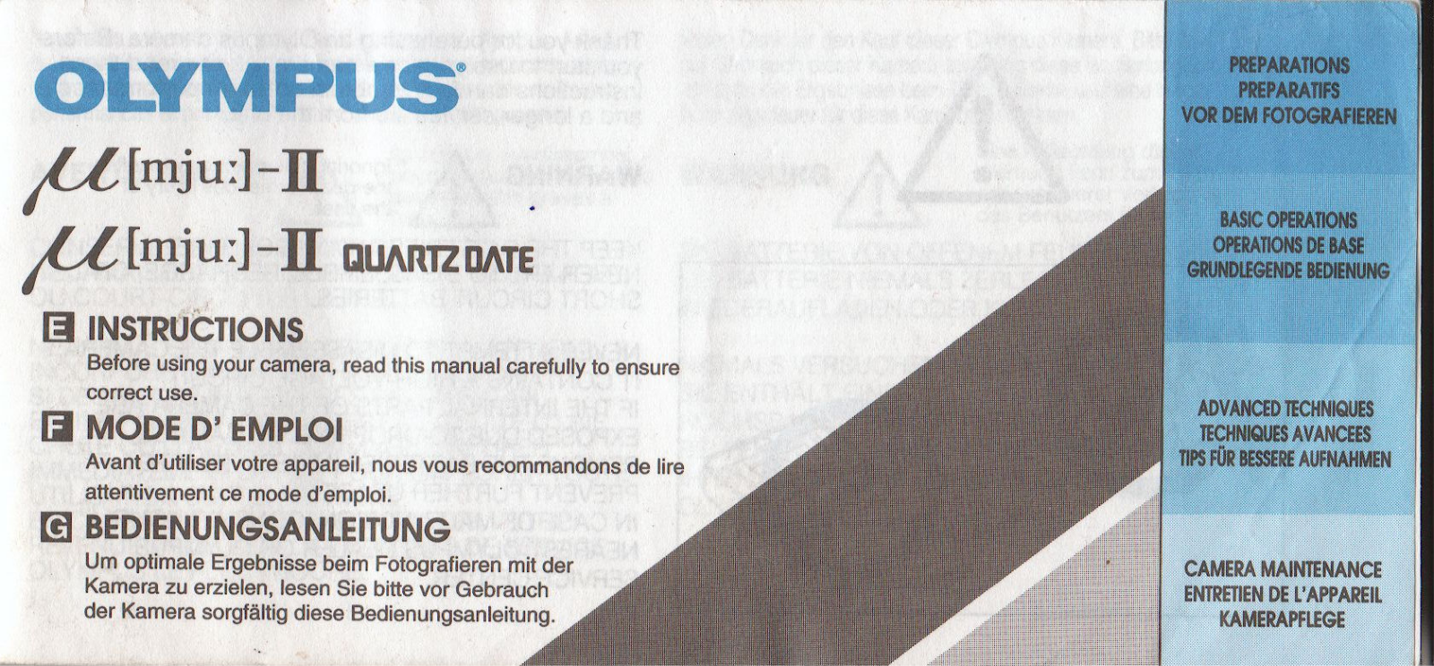 OLYMPUS MJU II User Manual