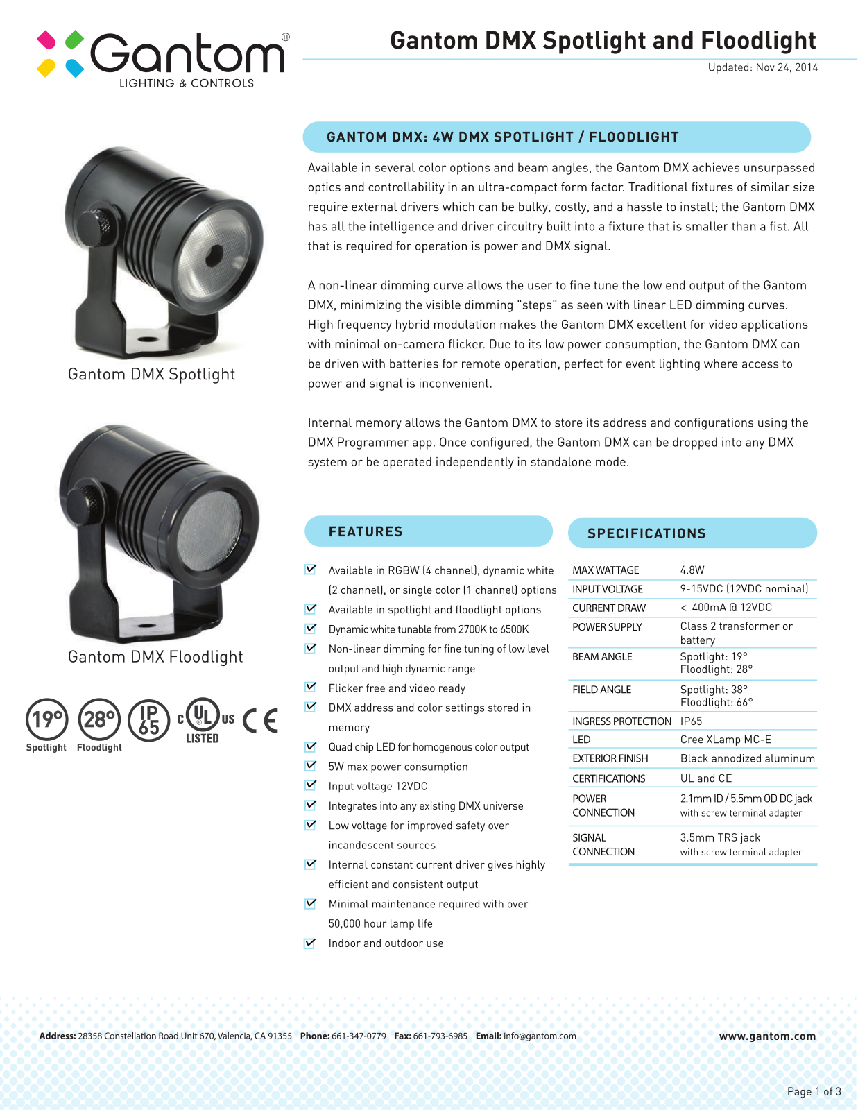 Gantom DMX Flood Data Sheet