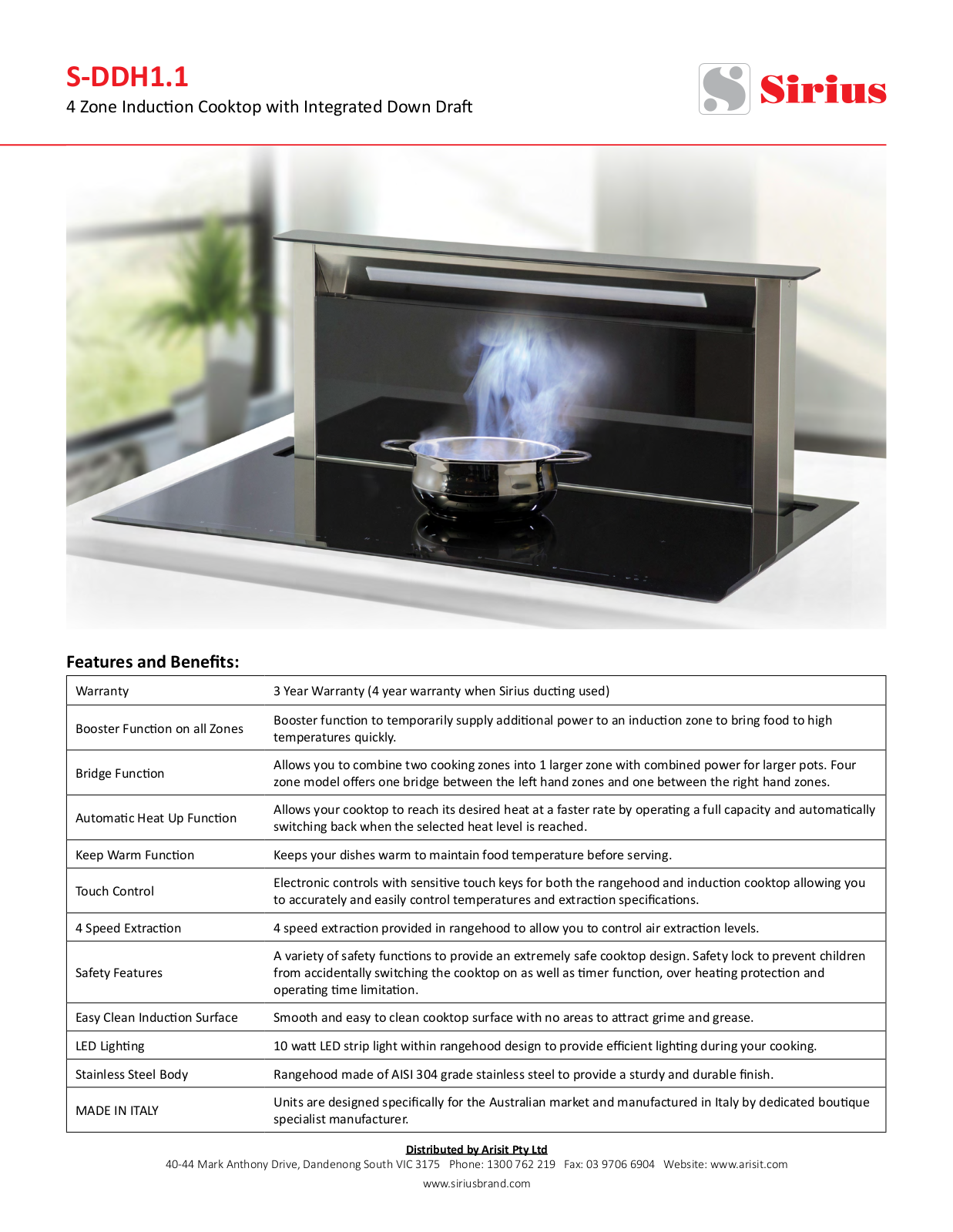 Sirius SDDH-1.1SEM10, SDDH-1.1SEM7, SDDH-1.1SEM7XS316, SDDH-1.1SEM8, SDDH-11P Specifications Sheet