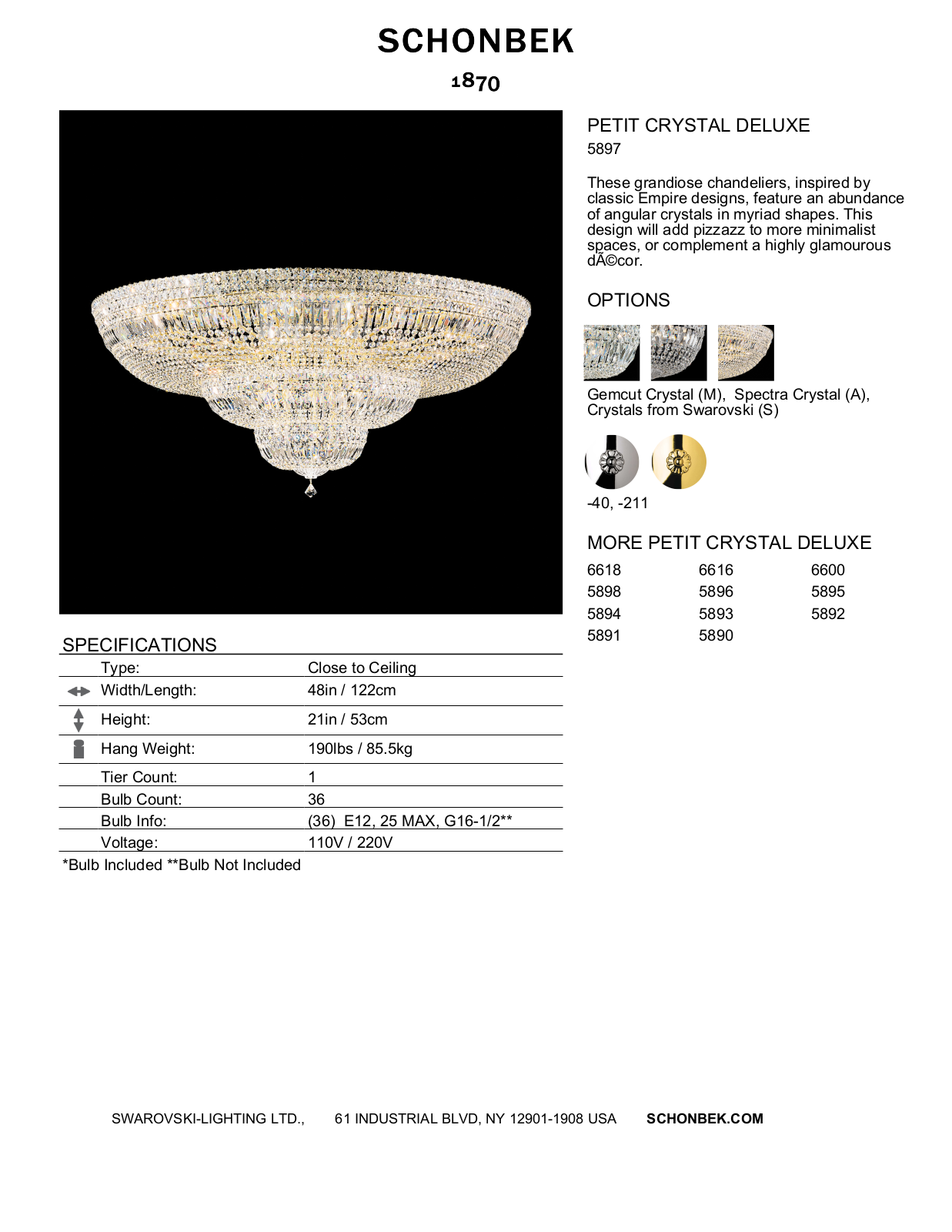 Schonbek SOC1591 Specifications - ManualMachine.com