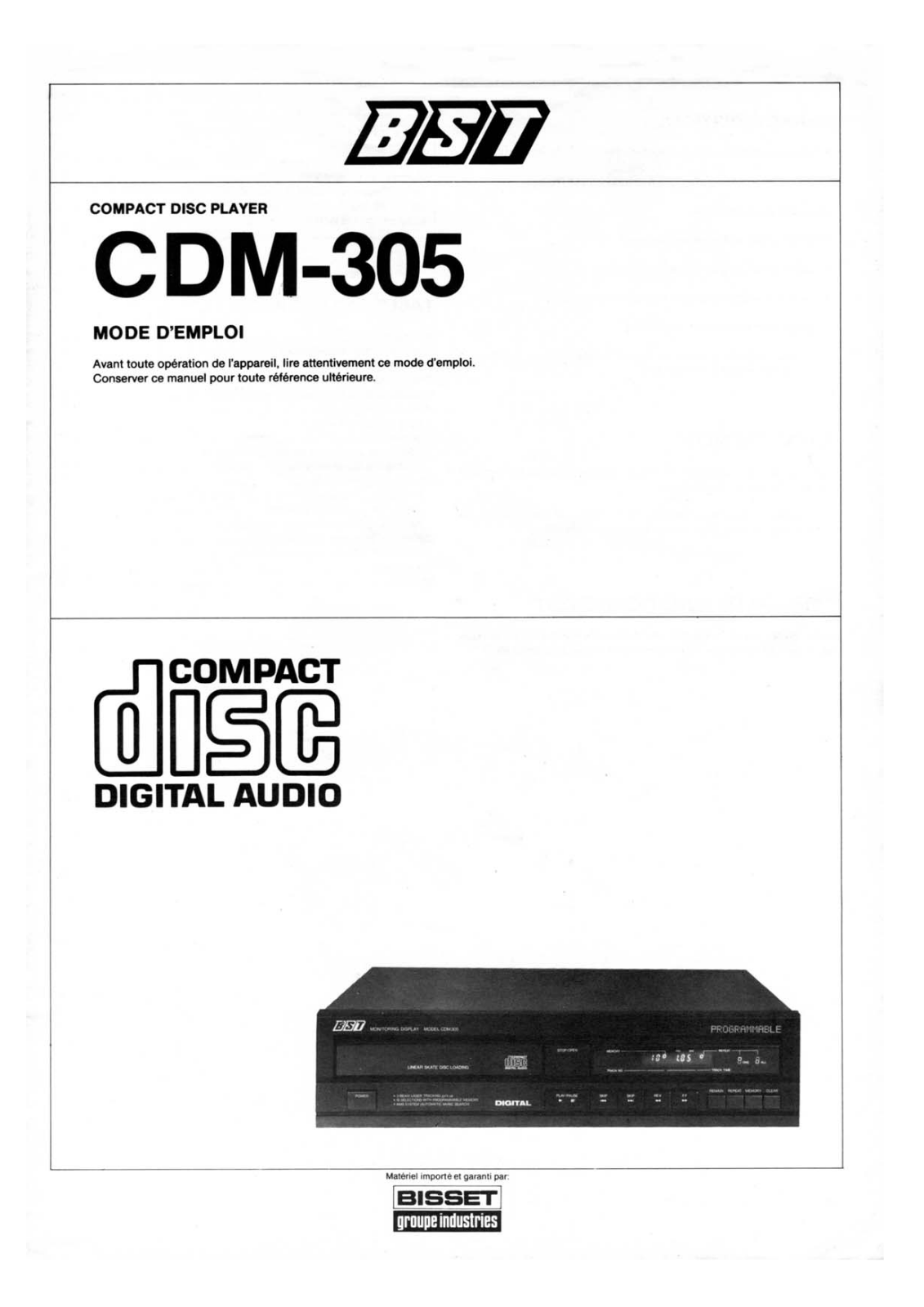 BST CDM-305 Owners manual