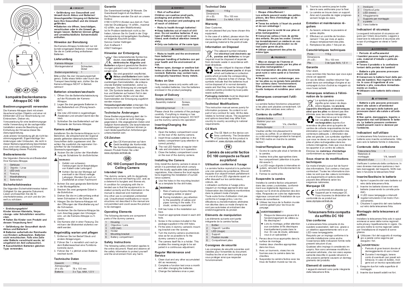 Olympia DC 100 User guide