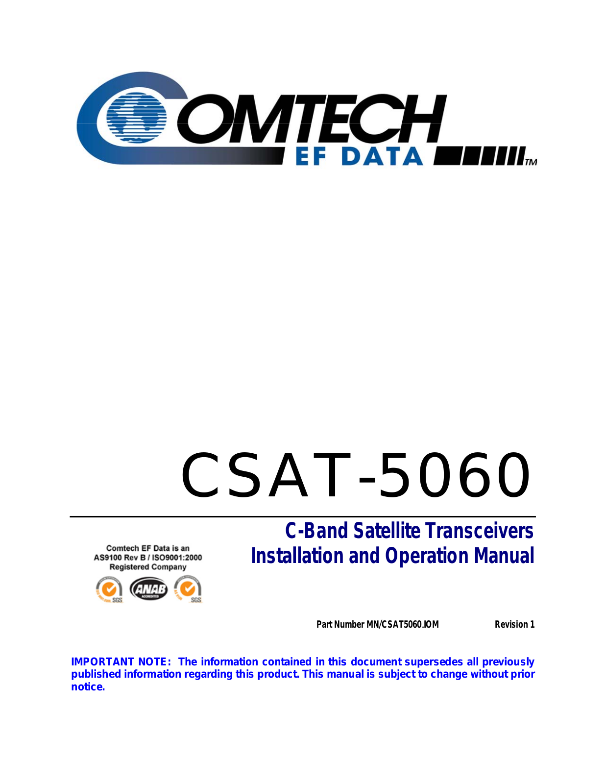 Comtech EF Data CSAT-5060 User Manual