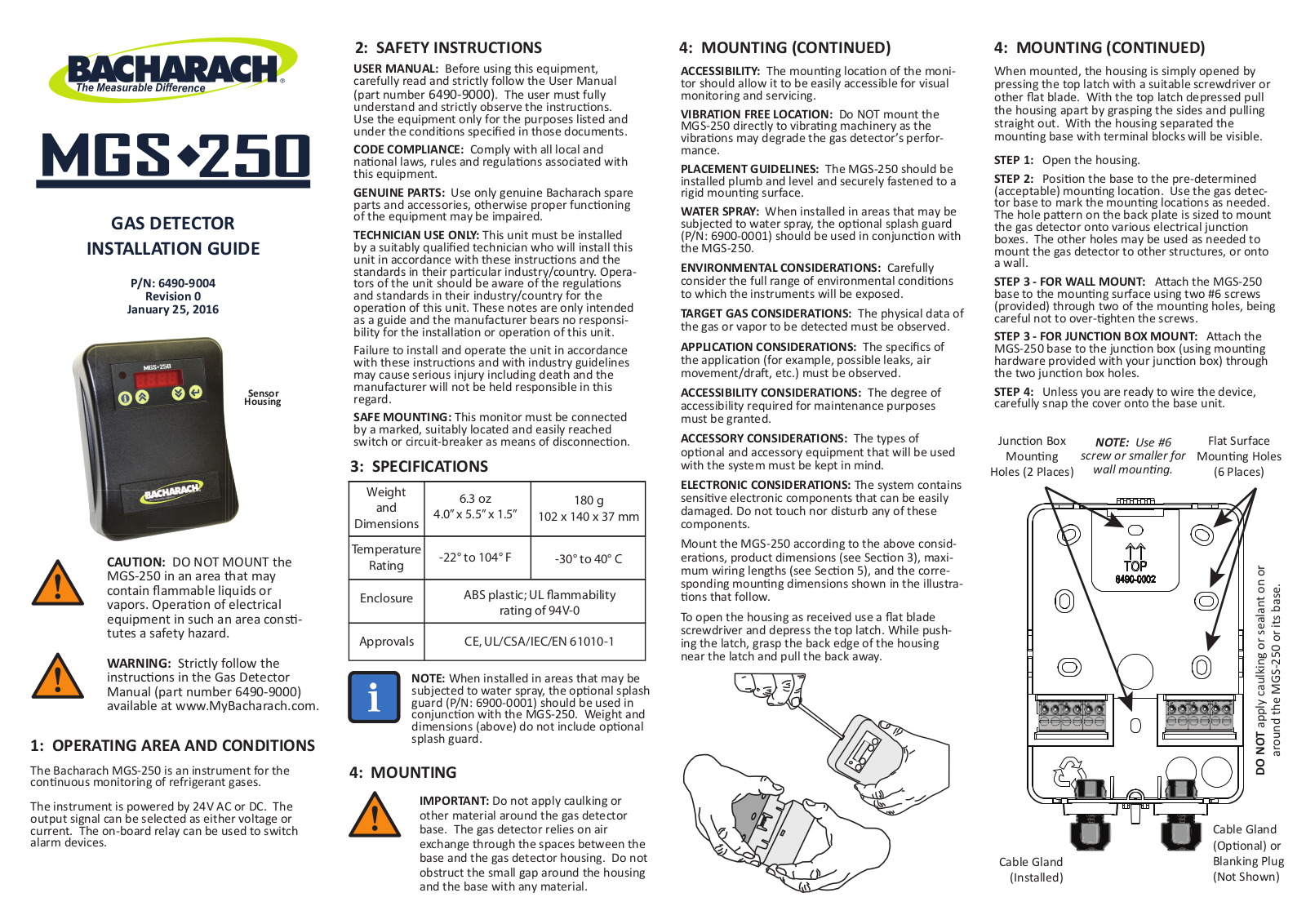 Bacharach MGS-250 Quick Start Guide