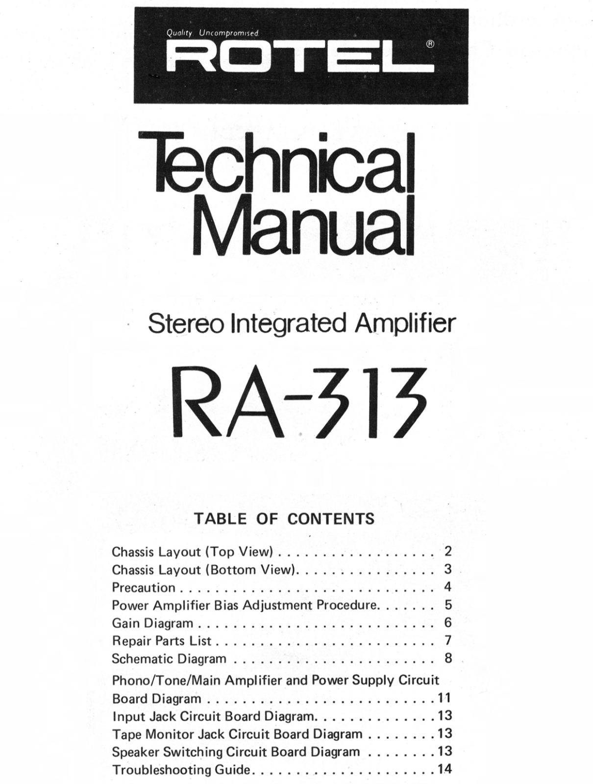 Rotel RA-313 Service manual