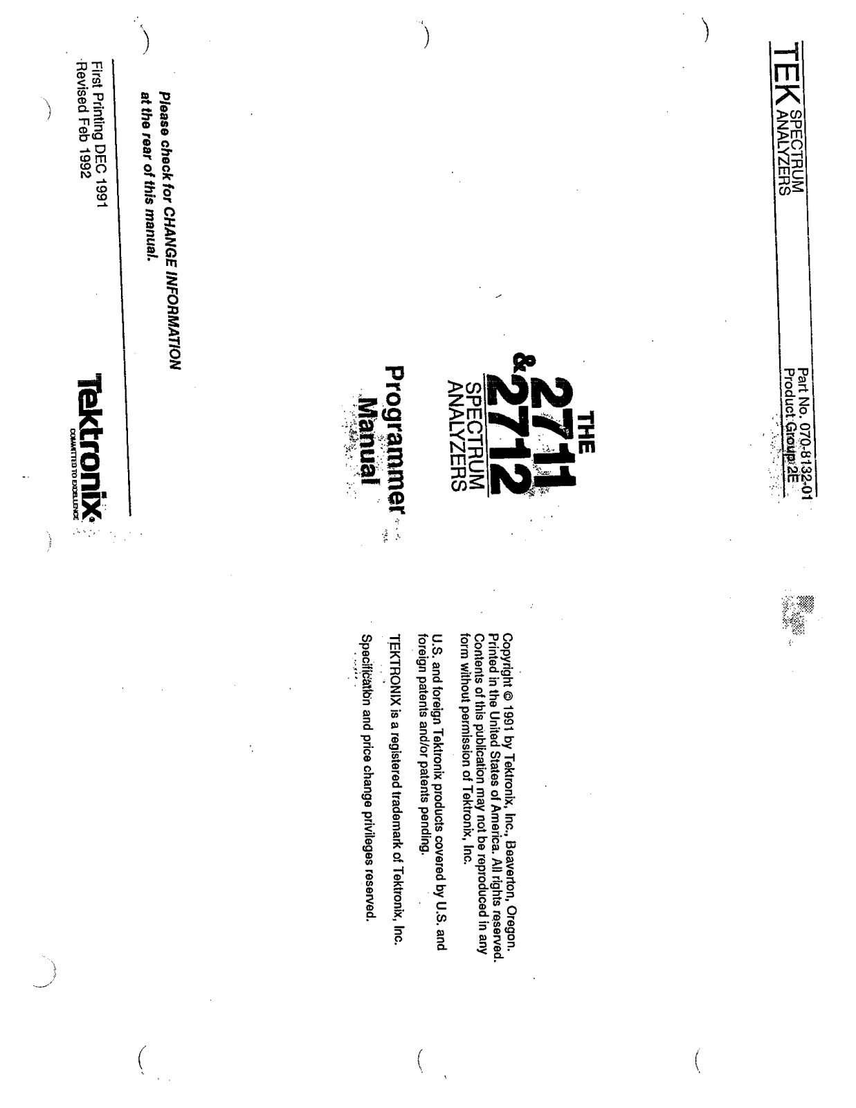 Tektronix 2711 User Manual