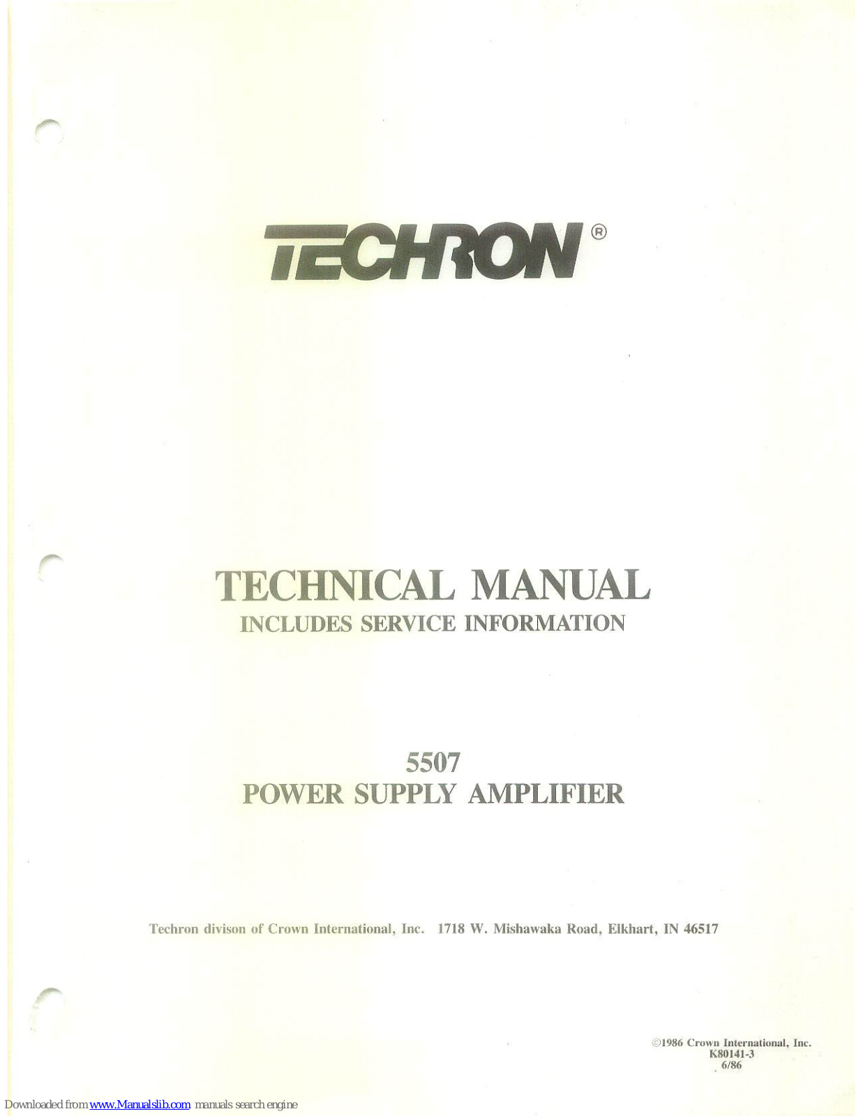 Techron 5507 Technical Manual