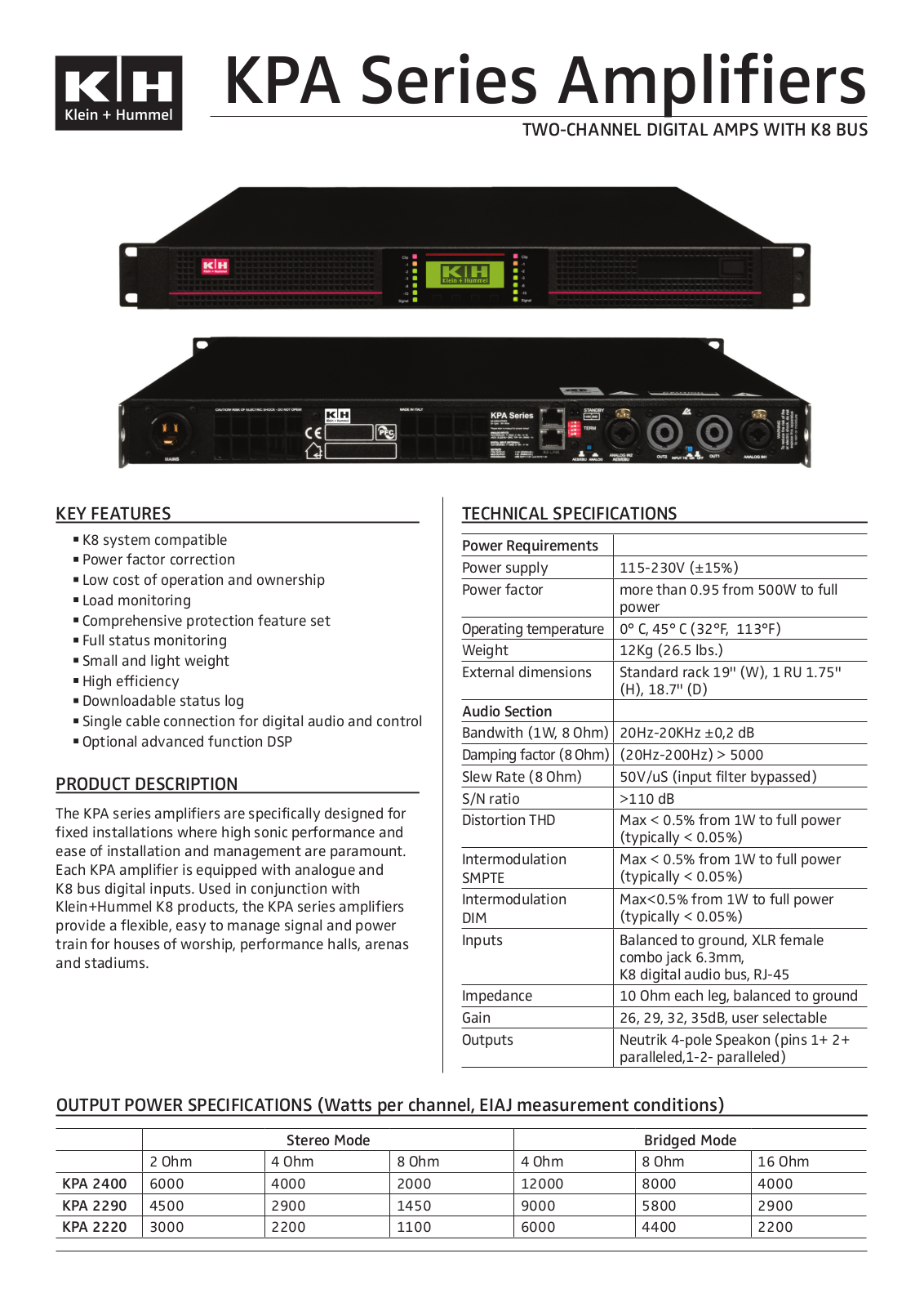 Klein-hummel KPA User Manual