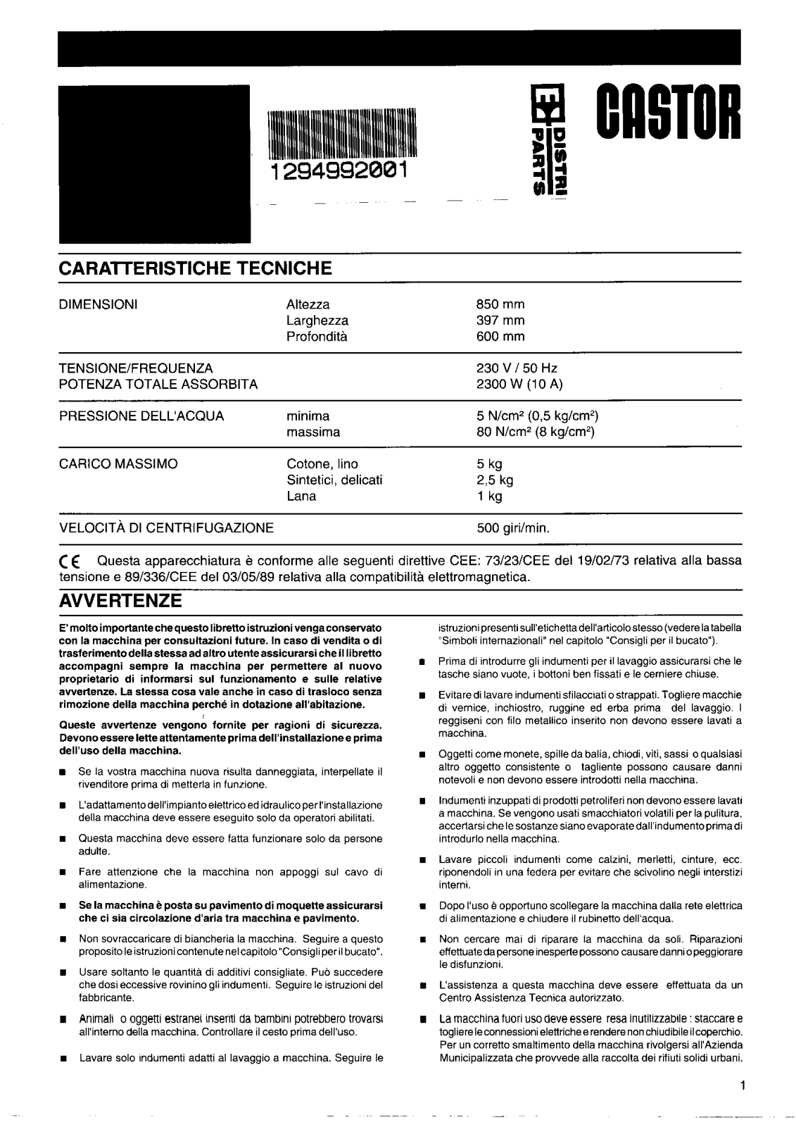 Castor CA640X, CA640C Instructions Manual