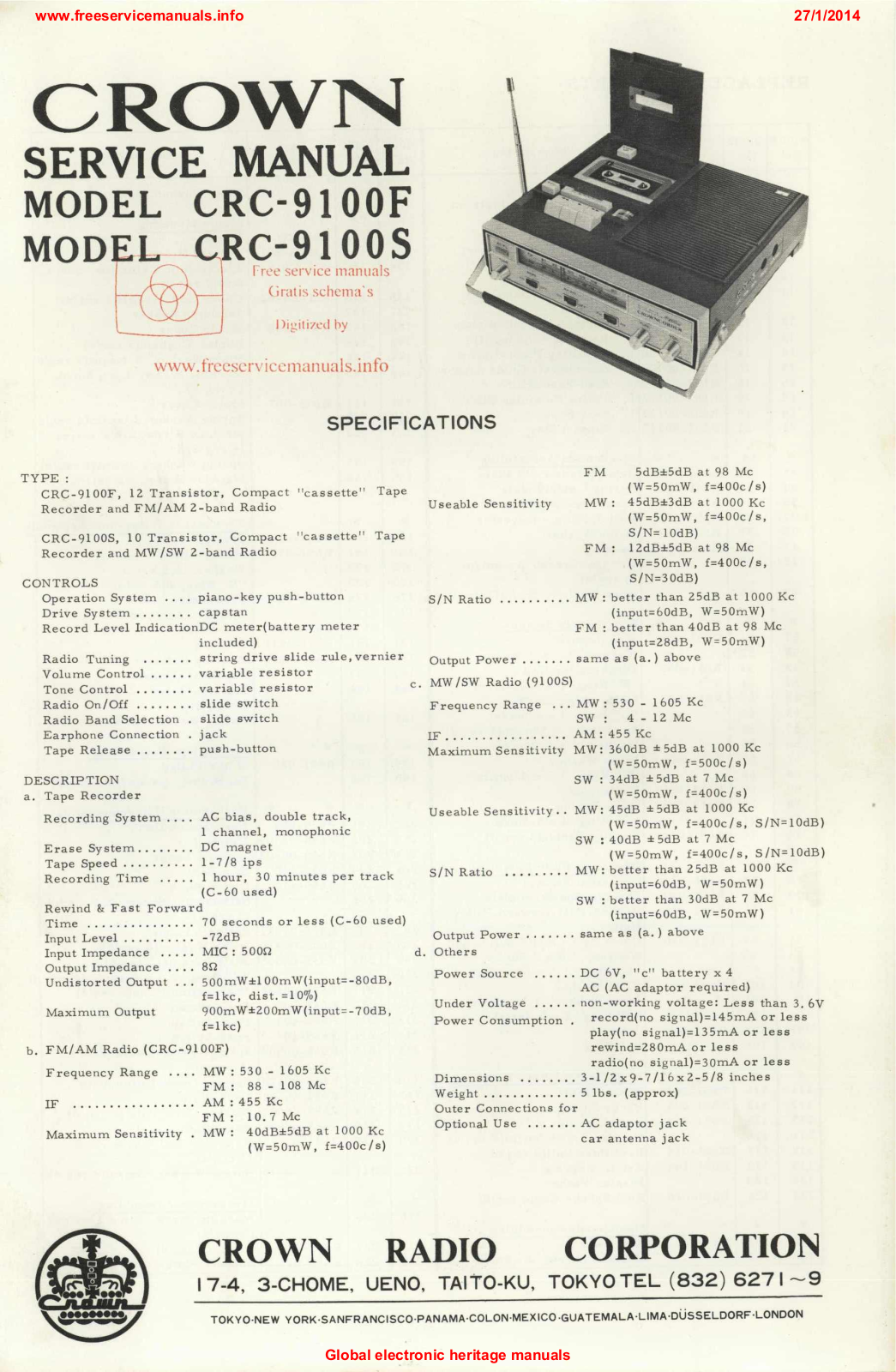 CROWN crc-9100f, _crc-9100f_crc-9100s_service_manual Datasheet - ManualMachine.com