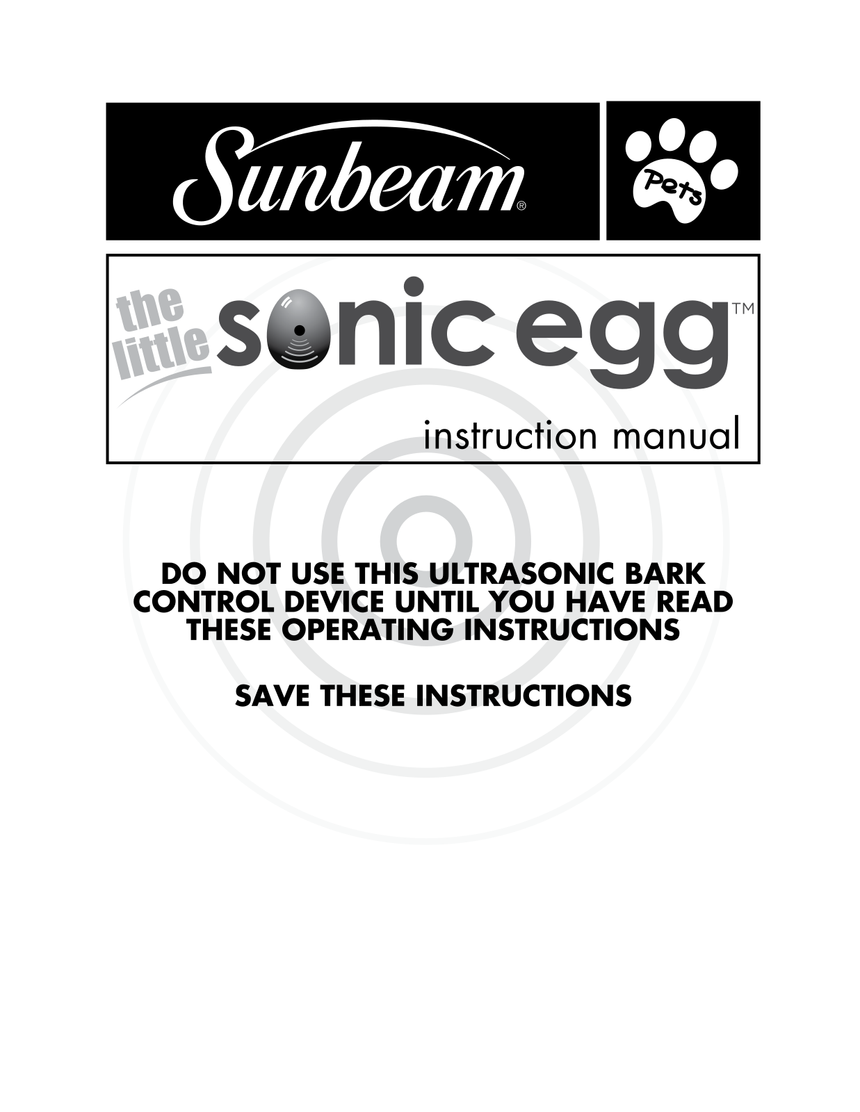 Sunbeam SBBCU2 Instruction Manual